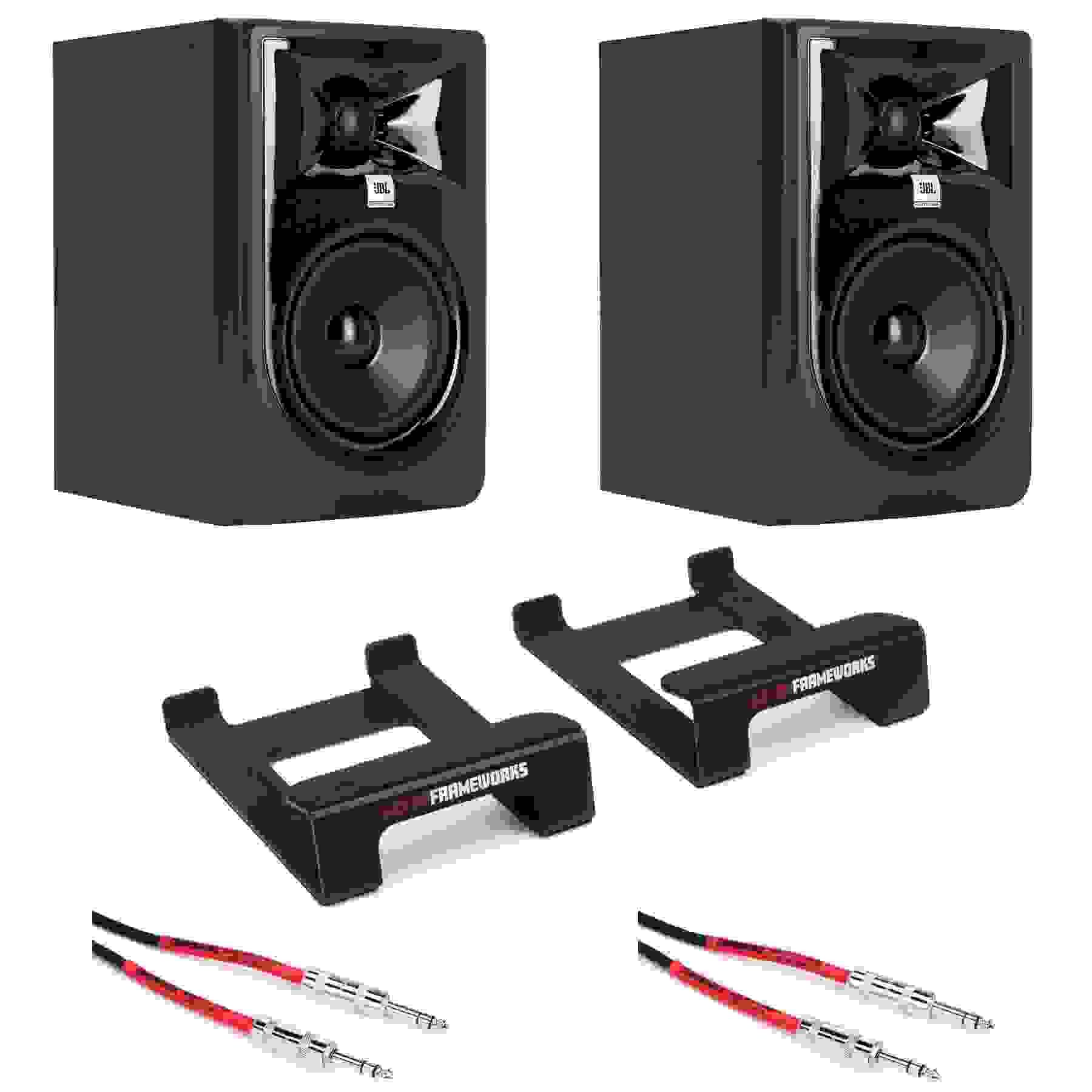 JBL 305P MkII 5inch Powered Studio Monitors with Desktop Speaker Wedge