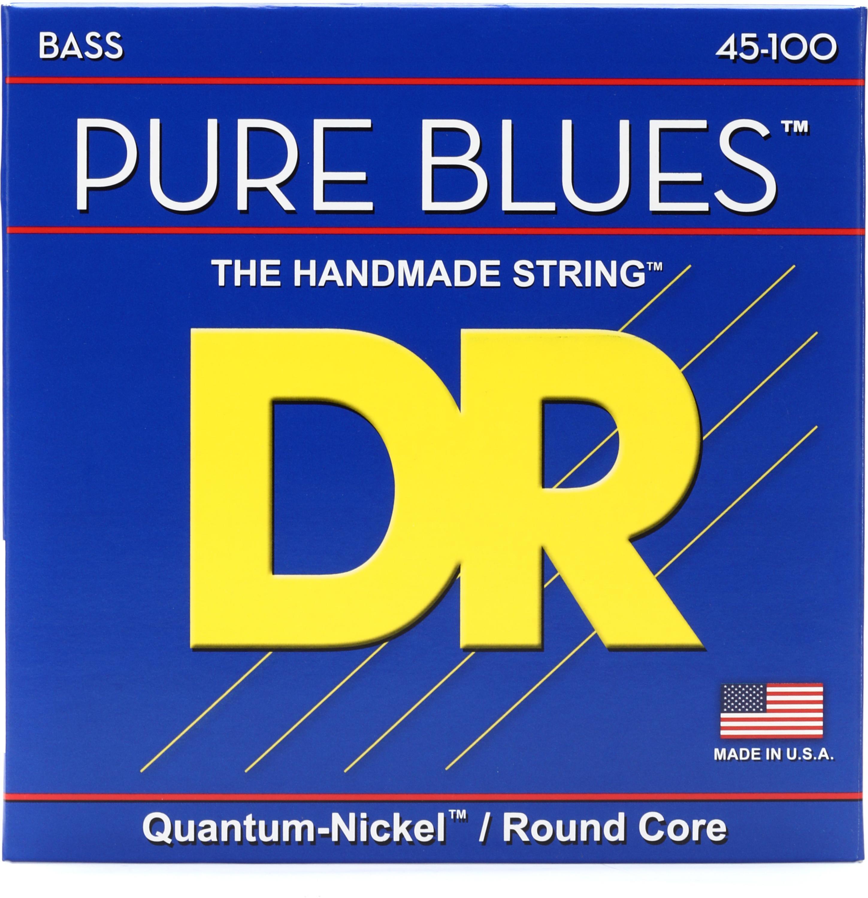 Photo of DR Strings PB-45/100 Pure Blues Quantum-nickel/Round Core Bass Guitar Strings - .045-.100 Medium-Light