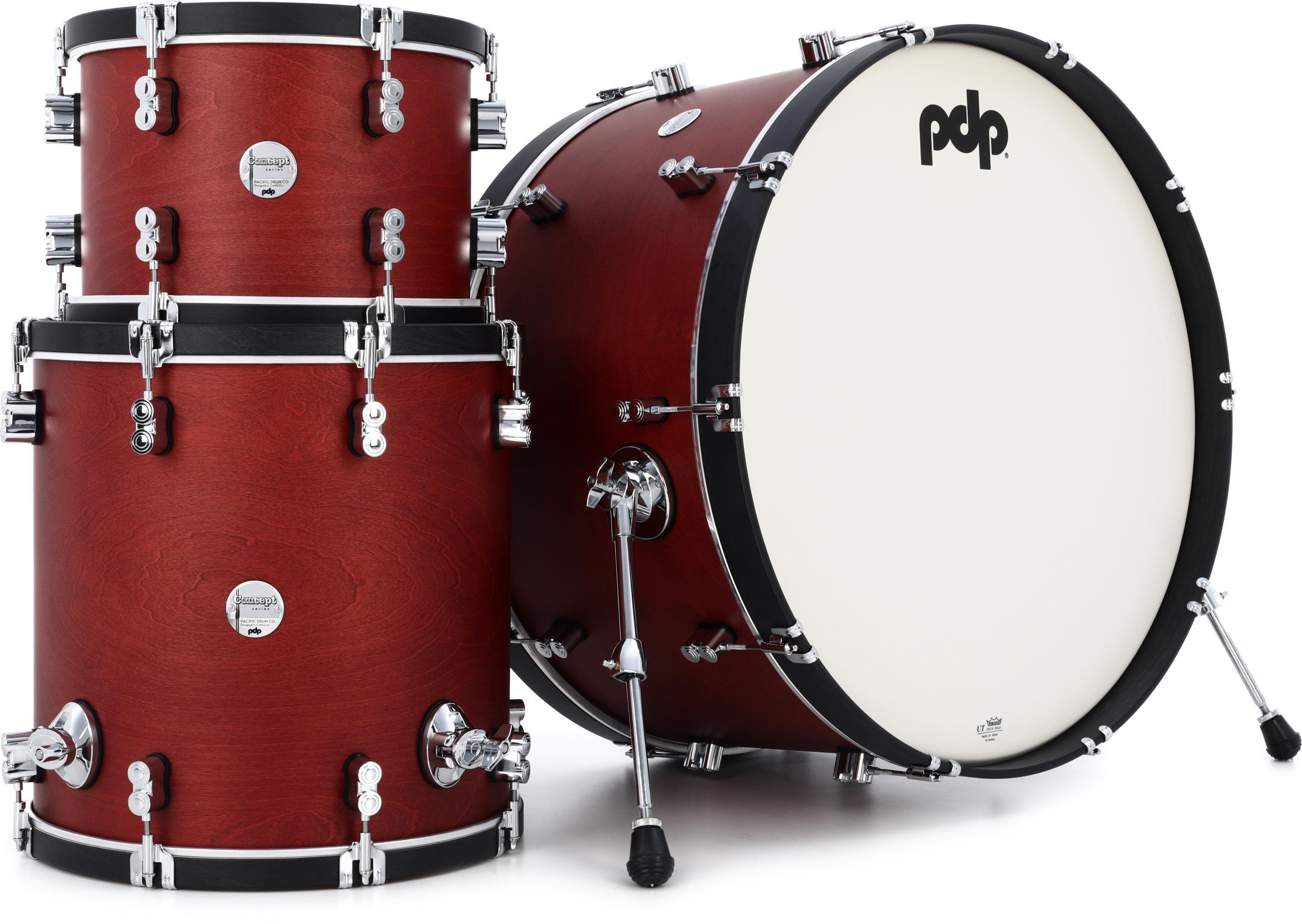 PDP Concept Maple Classic 3-piece Shell Pack with 26 inch Kick - Ox Blood  with Ebony Hoops