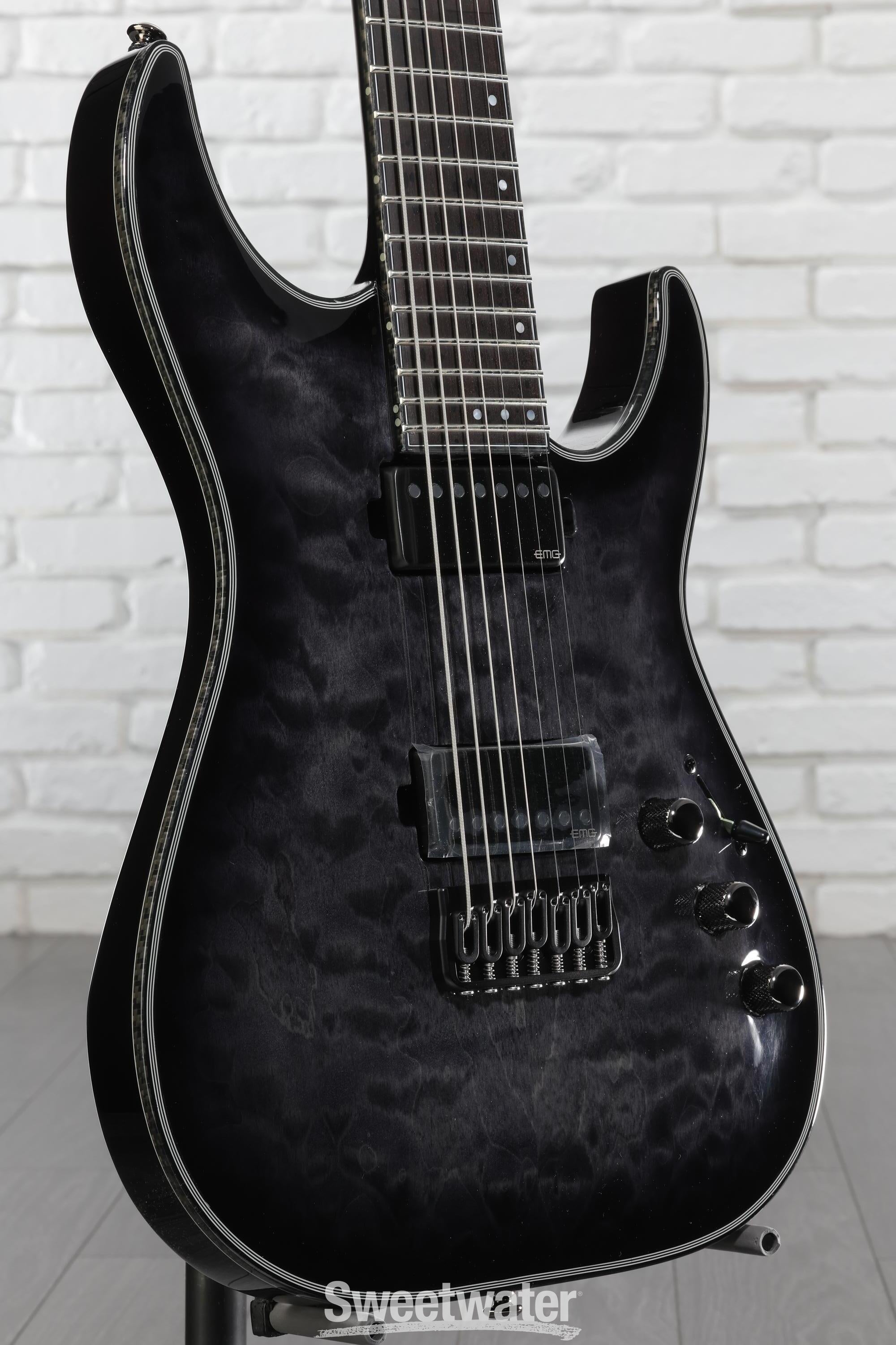 Schecter Hellraiser Hybrid C-7 Electric Guitar - Trans Black Burst