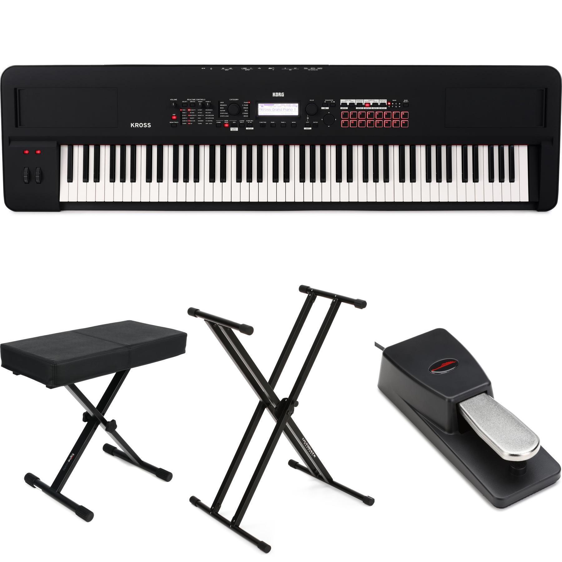 Photo of Korg Kross 2-88-MB 88-key Synthesizer Workstation Essentials Bundle - Super Matte Black