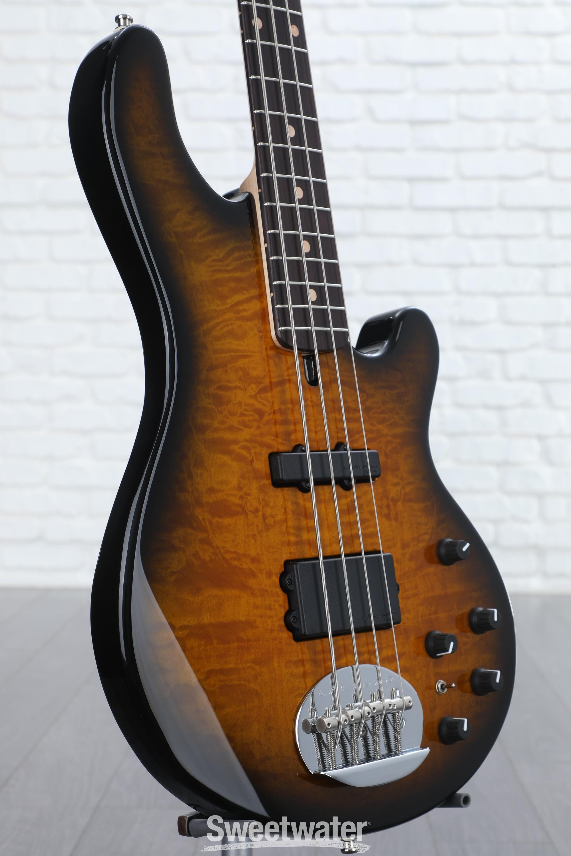 Lakland USA 44-94 Deluxe Quilted Maple Bass Guitar - Tobacco Sunburst with  Rosewood Fingerboard