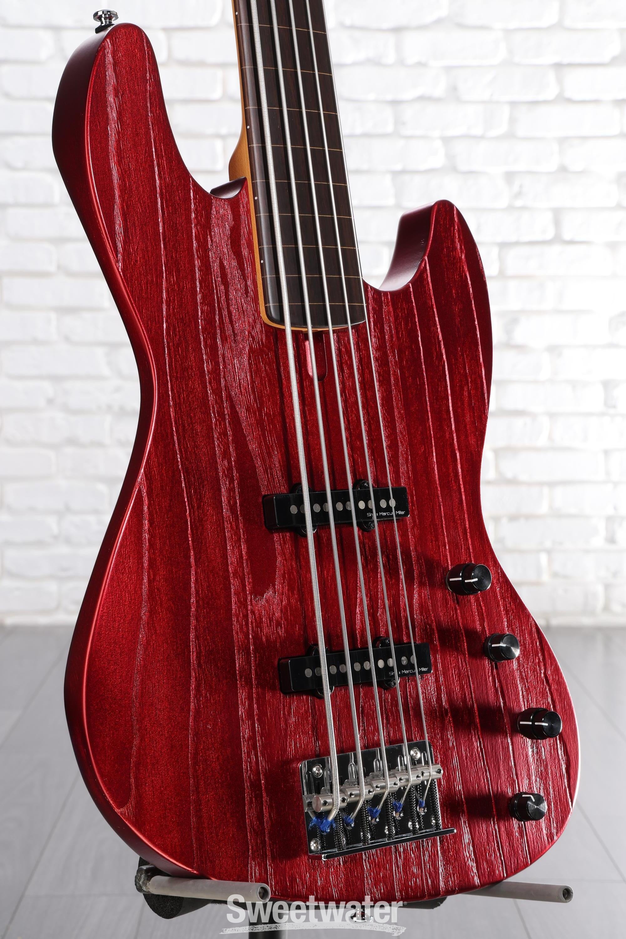 Photo of Sire Marcus Miller V6 5-string Fretless Electric Bass Guitar - Candy Apple Red
