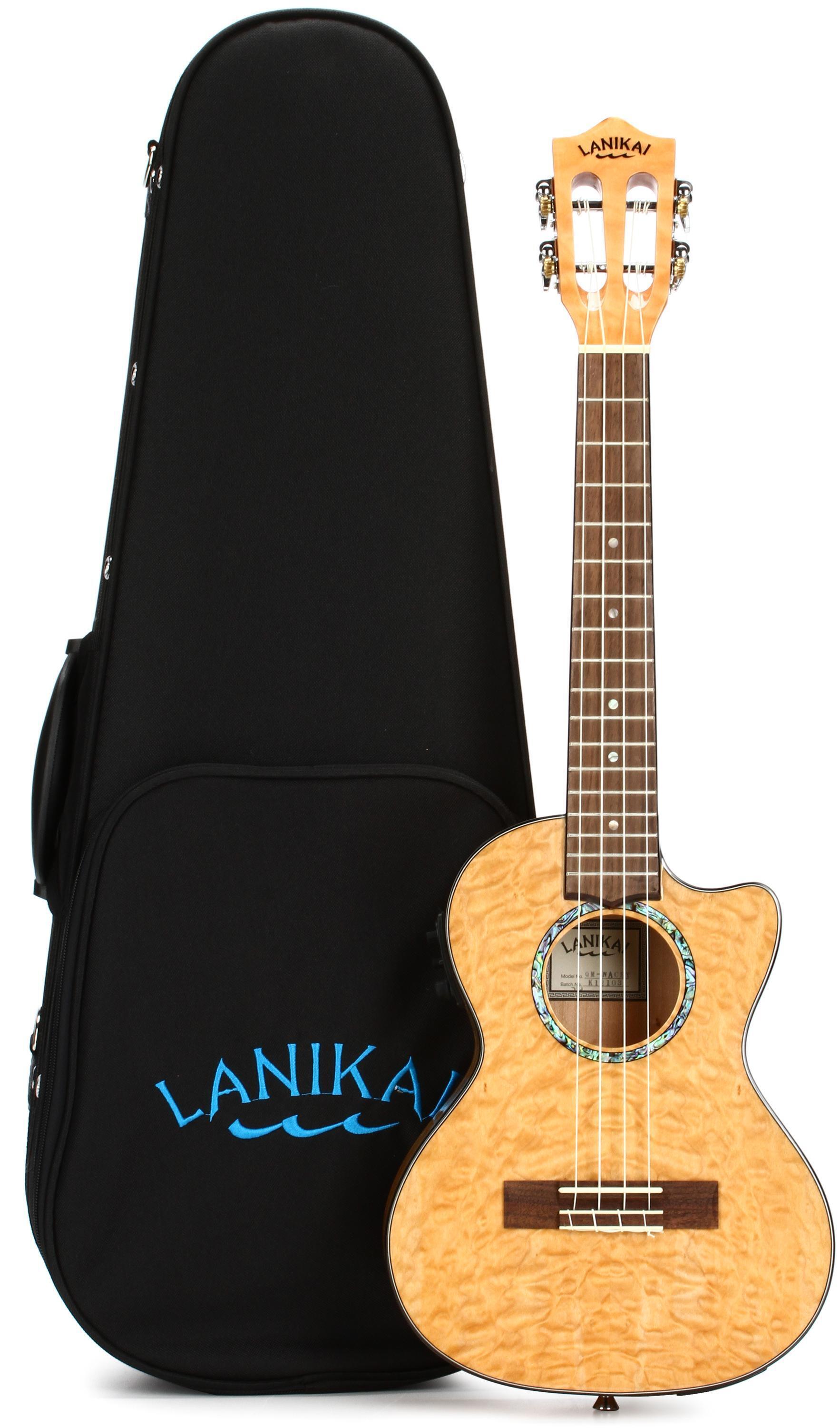 Photo of Lanikai QM-NACET Tenor Ukulele with Cutaway & Electronics - Natural Stain