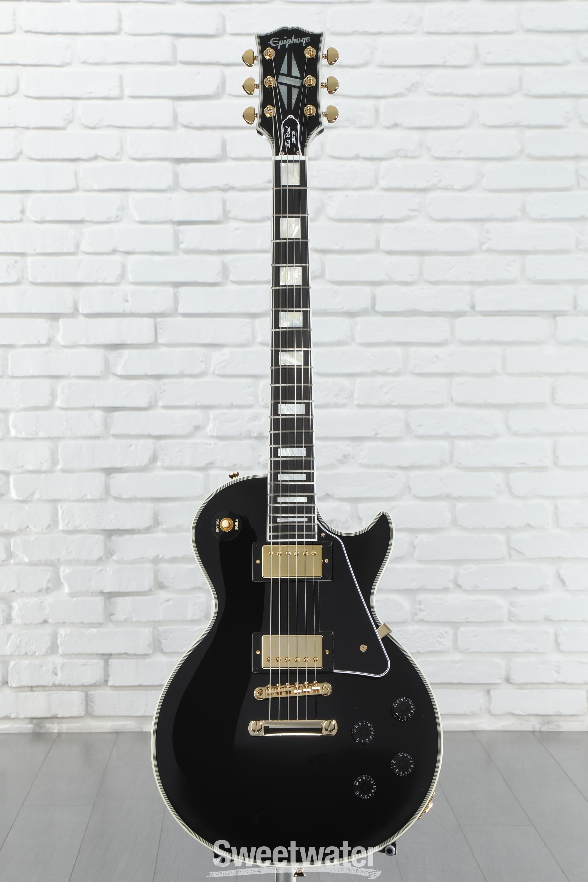 Epiphone Les Paul Custom Electric Guitar - Ebony | Sweetwater Epiphone Les Paul Custom Electric Guitar - Ebony | Sweetwater