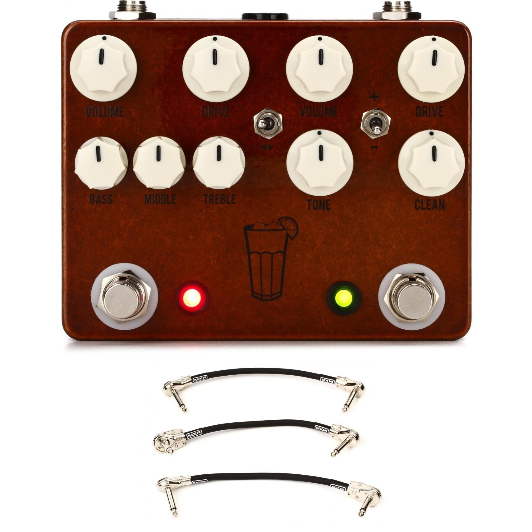 JHS Sweet Tea V3 2-in-1 Dual OD Pedal with 3 Patch Cables