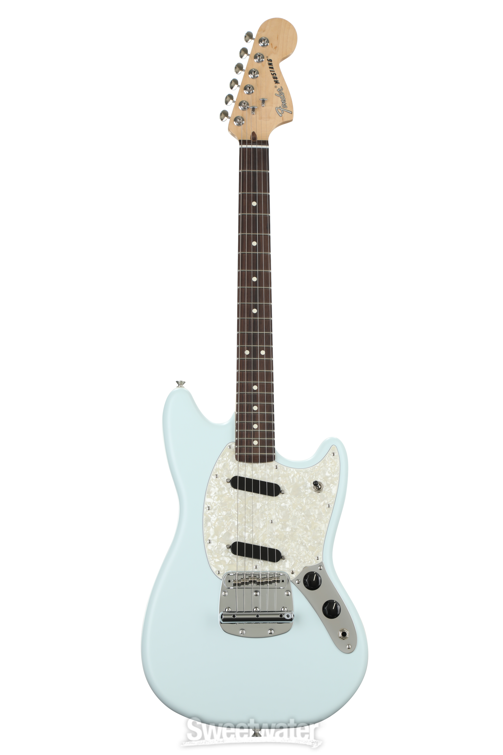 Fender American Performer Mustang - Satin Sonic Blue with Rosewood  Fingerboard | Sweetwater