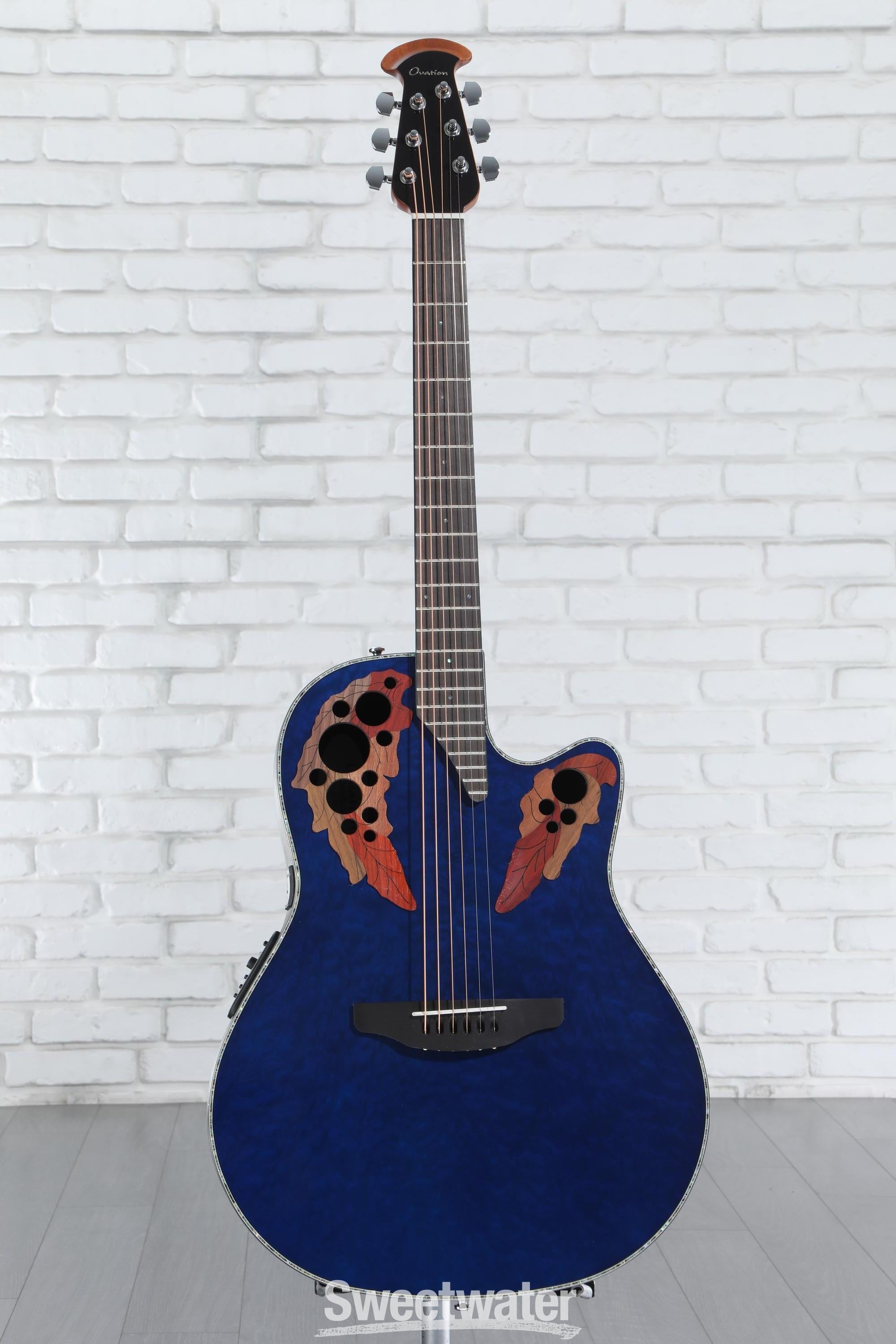 Ovation Celebrity Elite Plus CE44P-8TQ Mid-Depth Acoustic-Electric Guitar -  Caribbean Blue