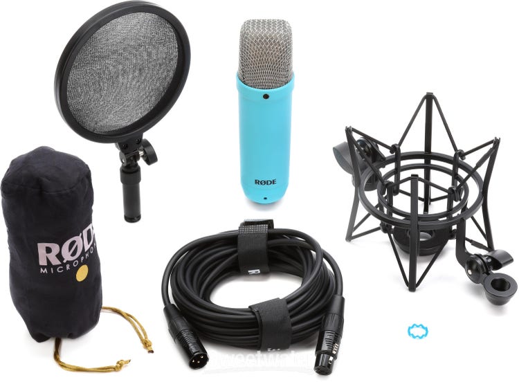 Rode NT1 Signature Series Condenser Microphone with SM6 Shockmount and Pop Filter - Blue