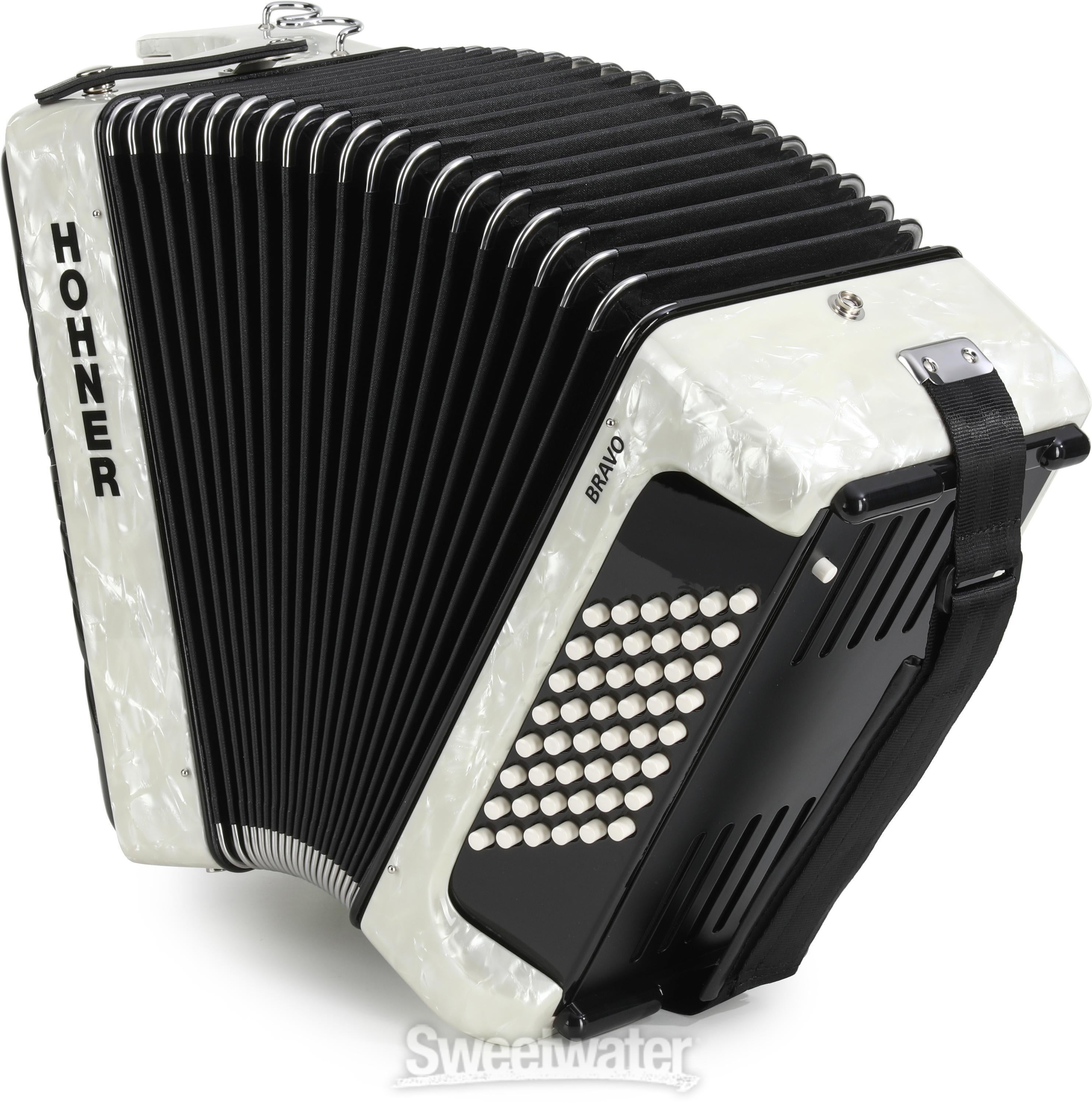 Hohner Bravo II 48 Chromatic Piano Key Accordion - White | Sweetwater