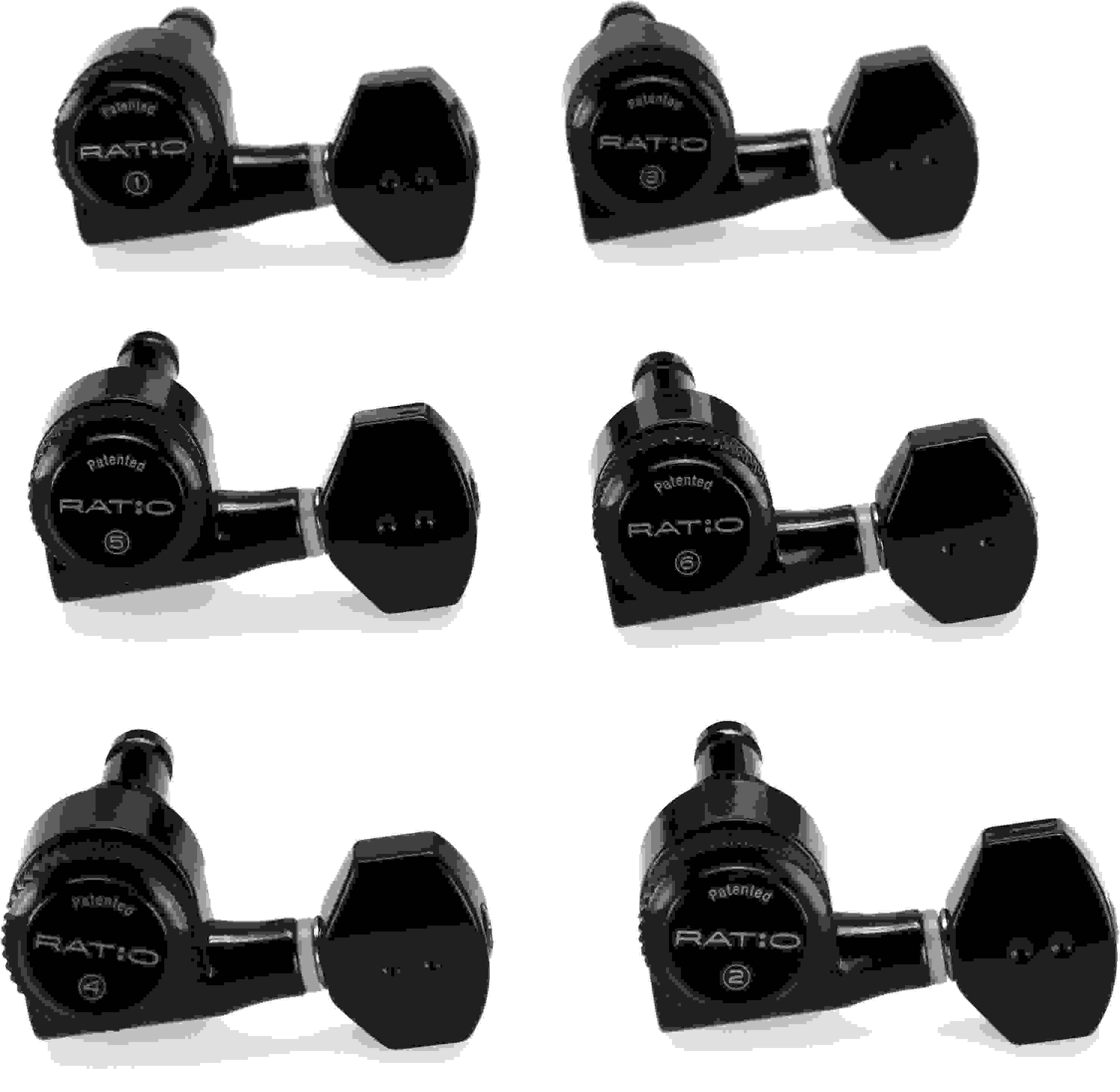 Graph Tech PRL-8721-LB0 Lefty Locking Ratio Calibrated Machine Heads - Black