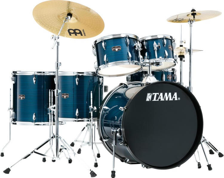 Tama Imperialstar 6-piece Drum Set with Snare Drum and Meinl Cymbals - Hairline Blue
