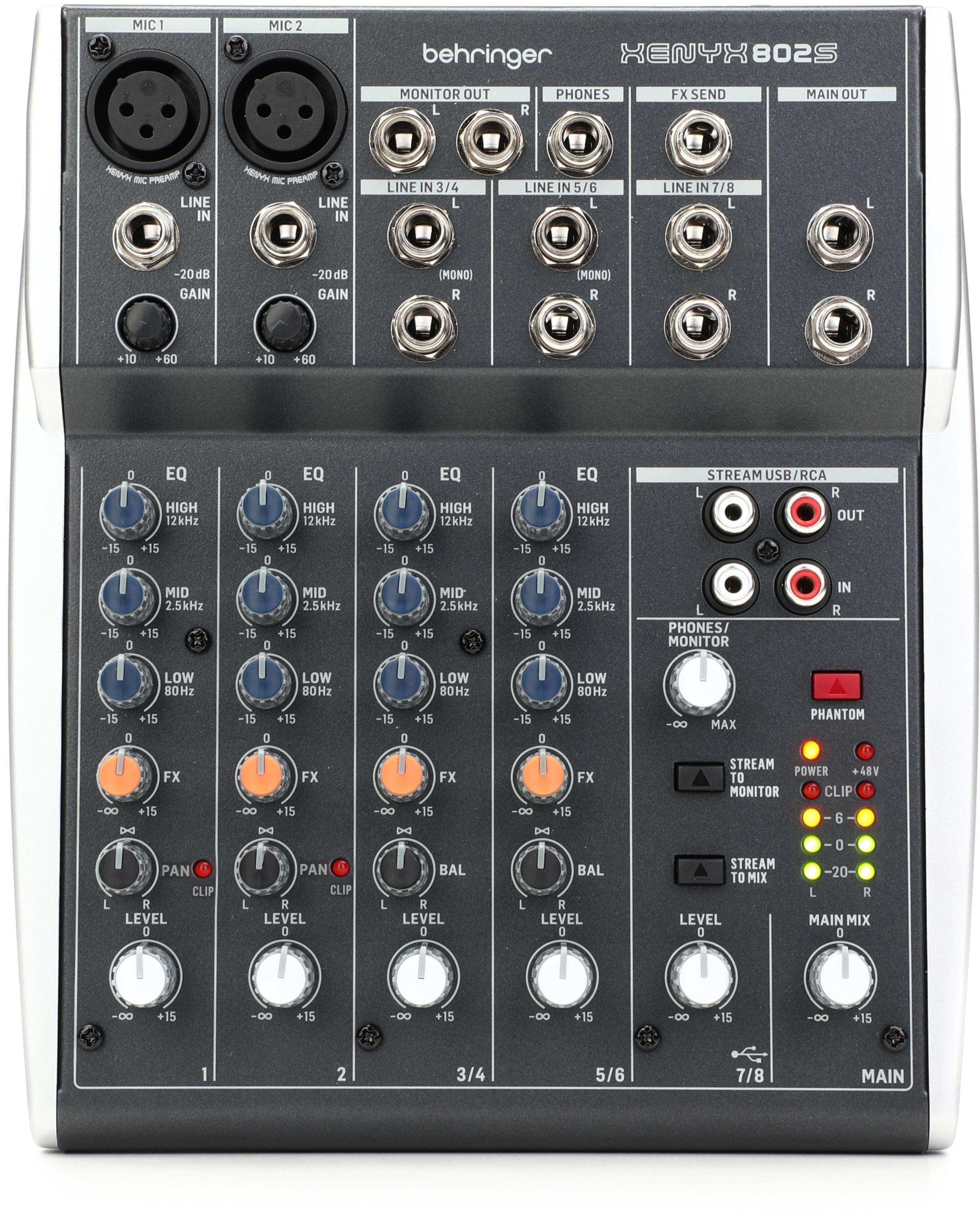 Behringer Xenyx 802S 8-channel Analog Streaming Mixer | Sweetwater