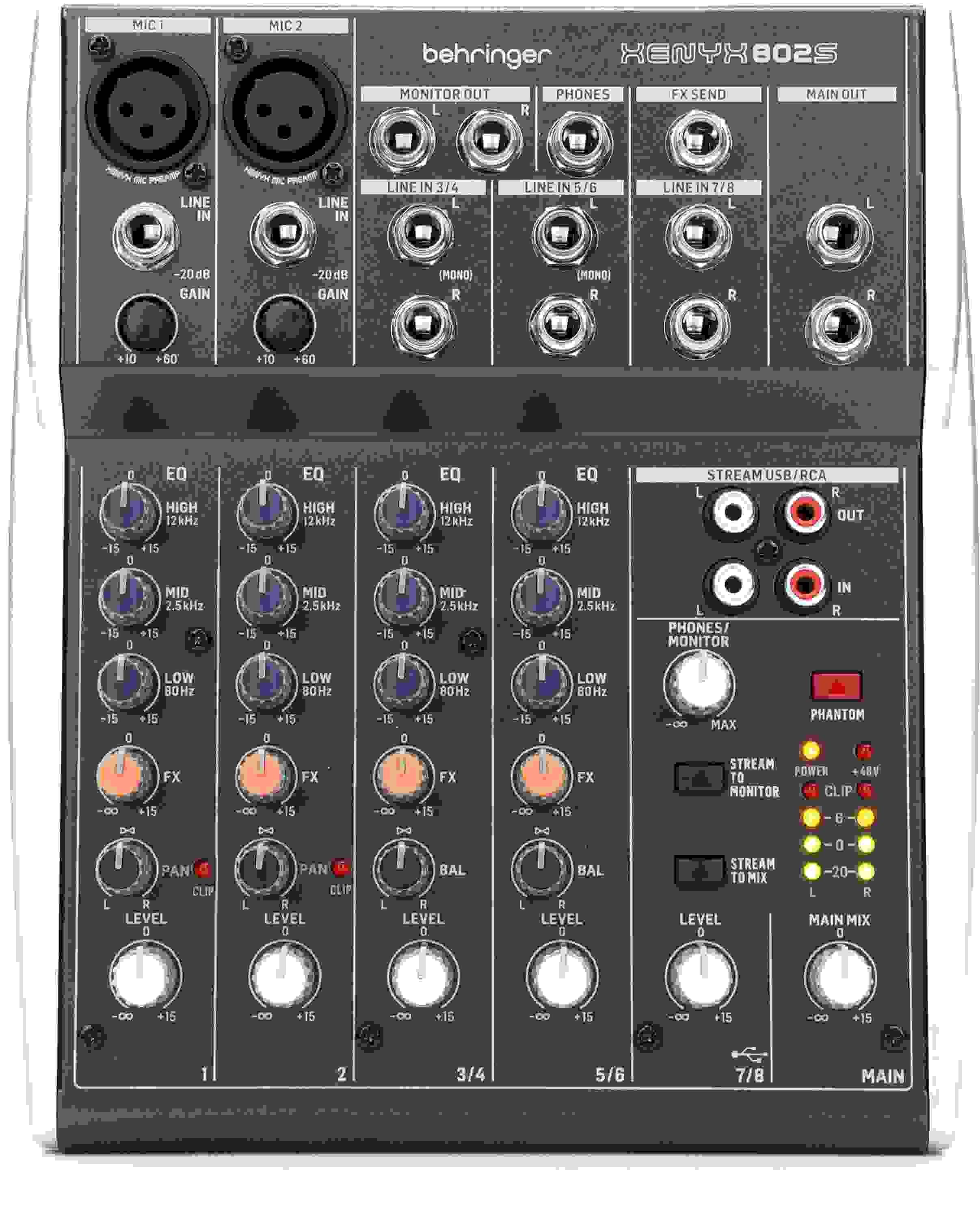 Behringer Xenyx 802S 8-channel Analog Streaming Mixer | Sweetwater