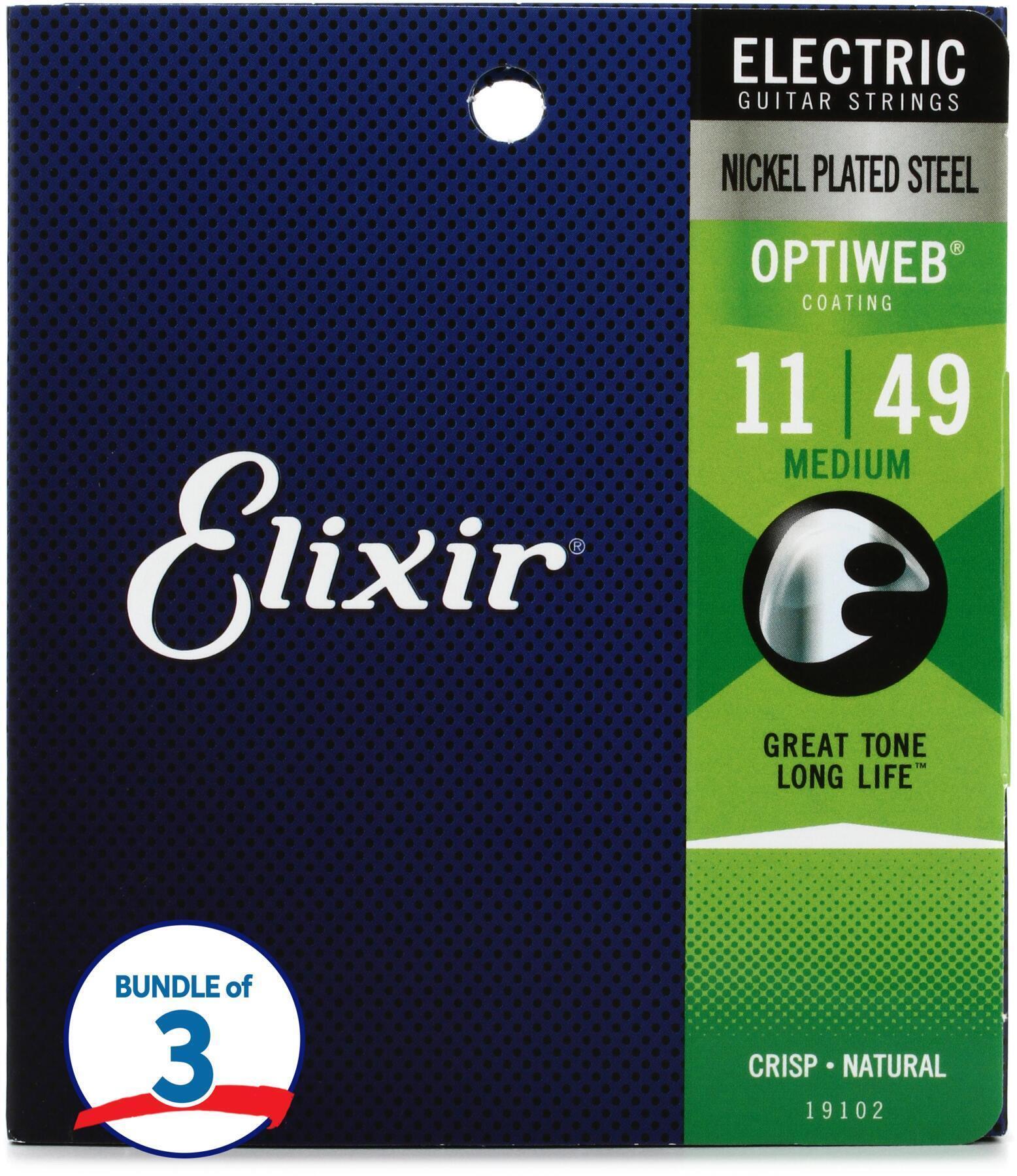 Elixir Strings 19102 Optiweb Electric Guitar Strings .011 .049