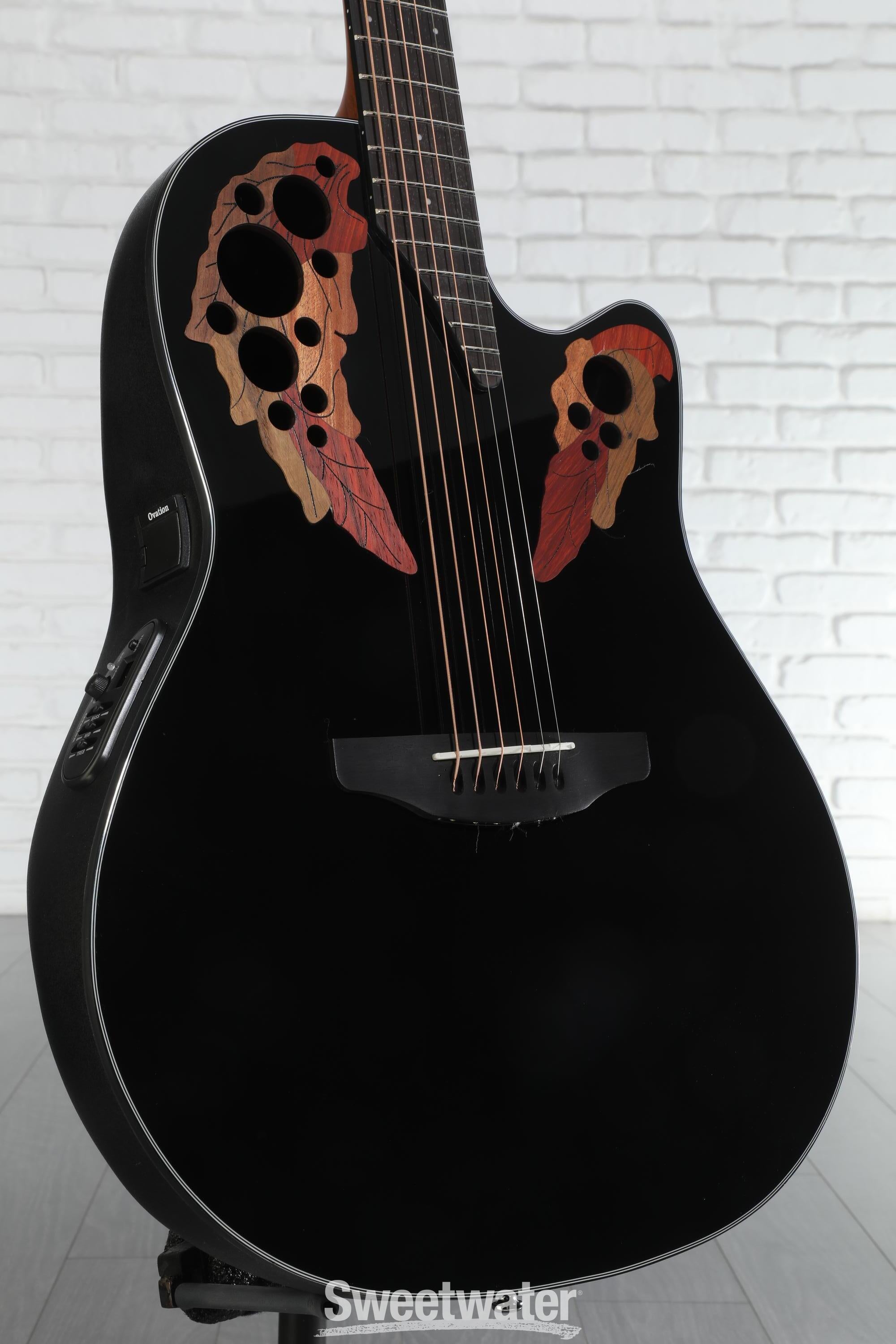 Ovation Elite Celebrity Mid-Depth Acoustic-Electric Guitar - Black
