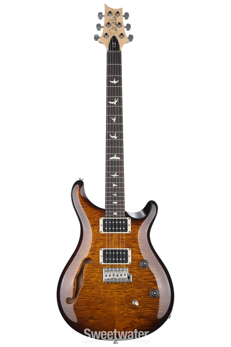 PRS CE 24 Semi-Hollow Electric Guitar - Black Amber | Sweetwater