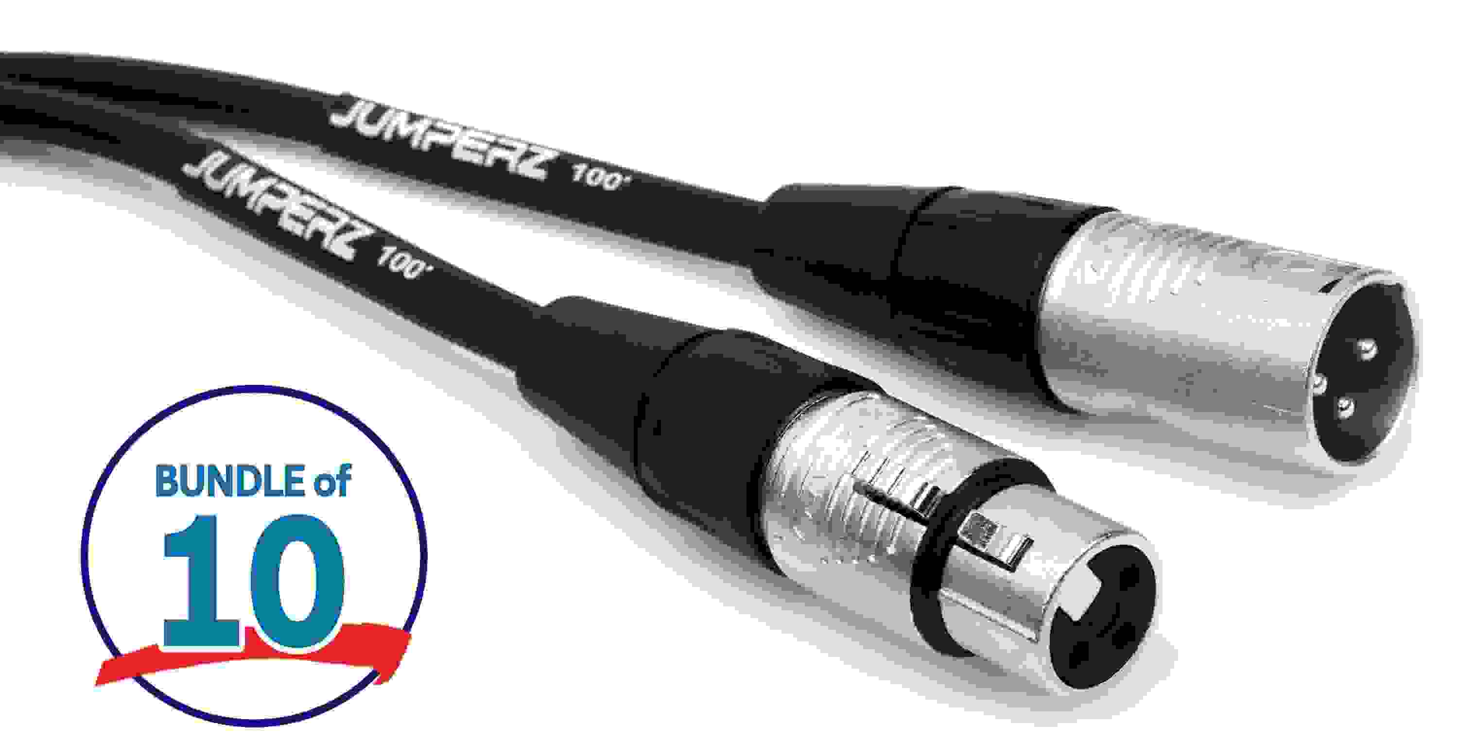 JUMPERZ JBM Blue Line Microphone Cable - 100 foot (10-pack)