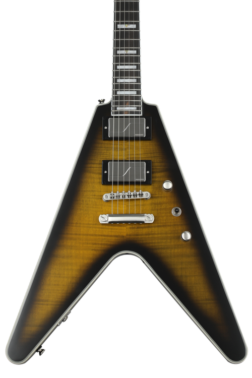 Flying V Prophecy Electric Guitar - Yellow Tiger Aged Gloss