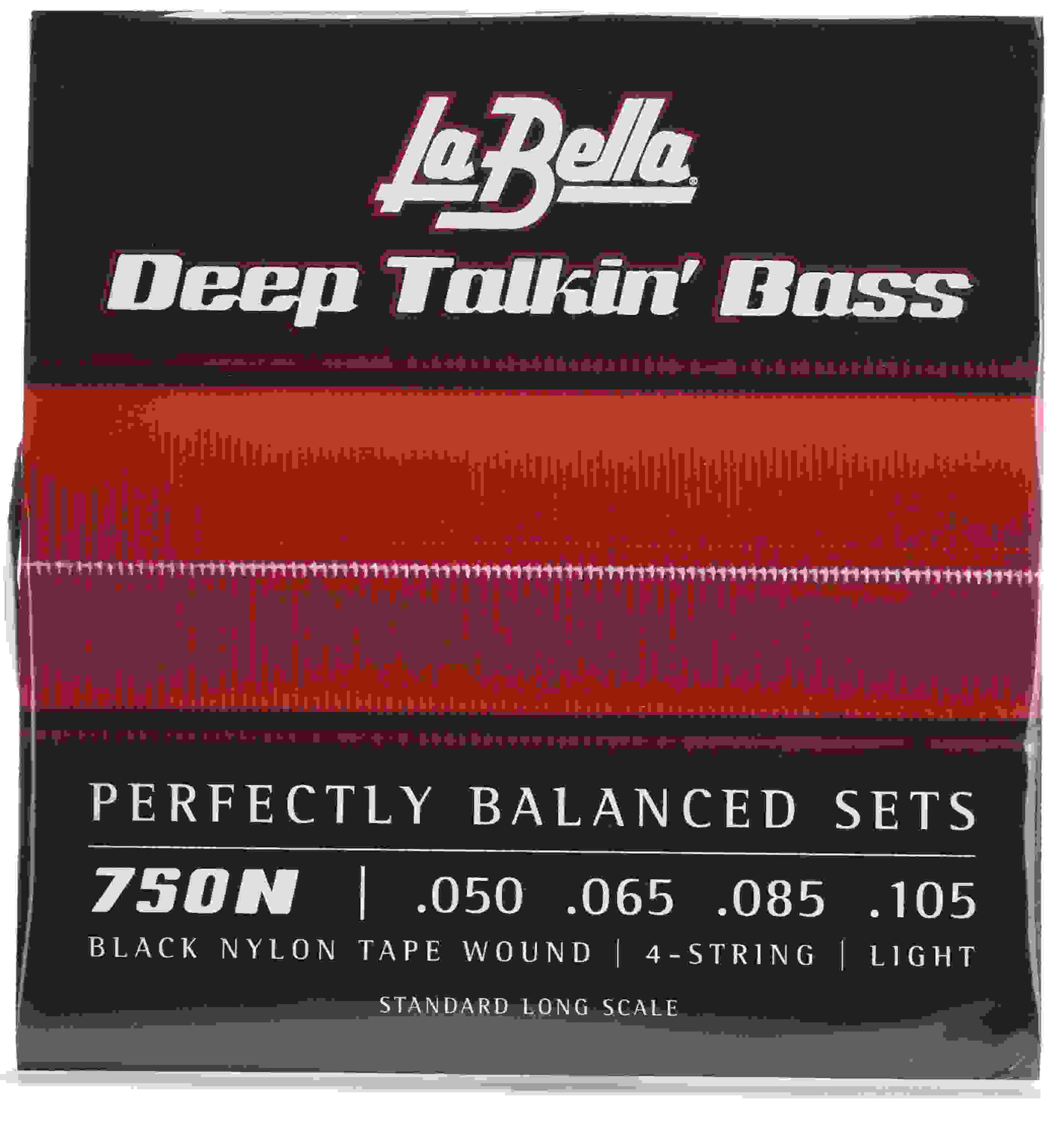 La Bella 750n Deep Talkin Bass Black Nylon Tapewound Bass Guitar Strings 050 105 Light