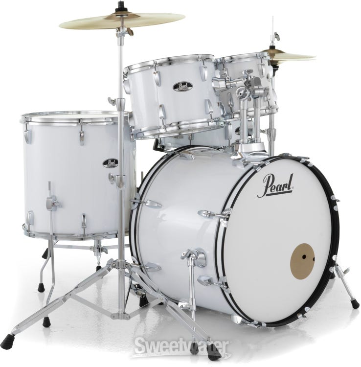 Pearl Export Double Bass Set Satin White 3 toms