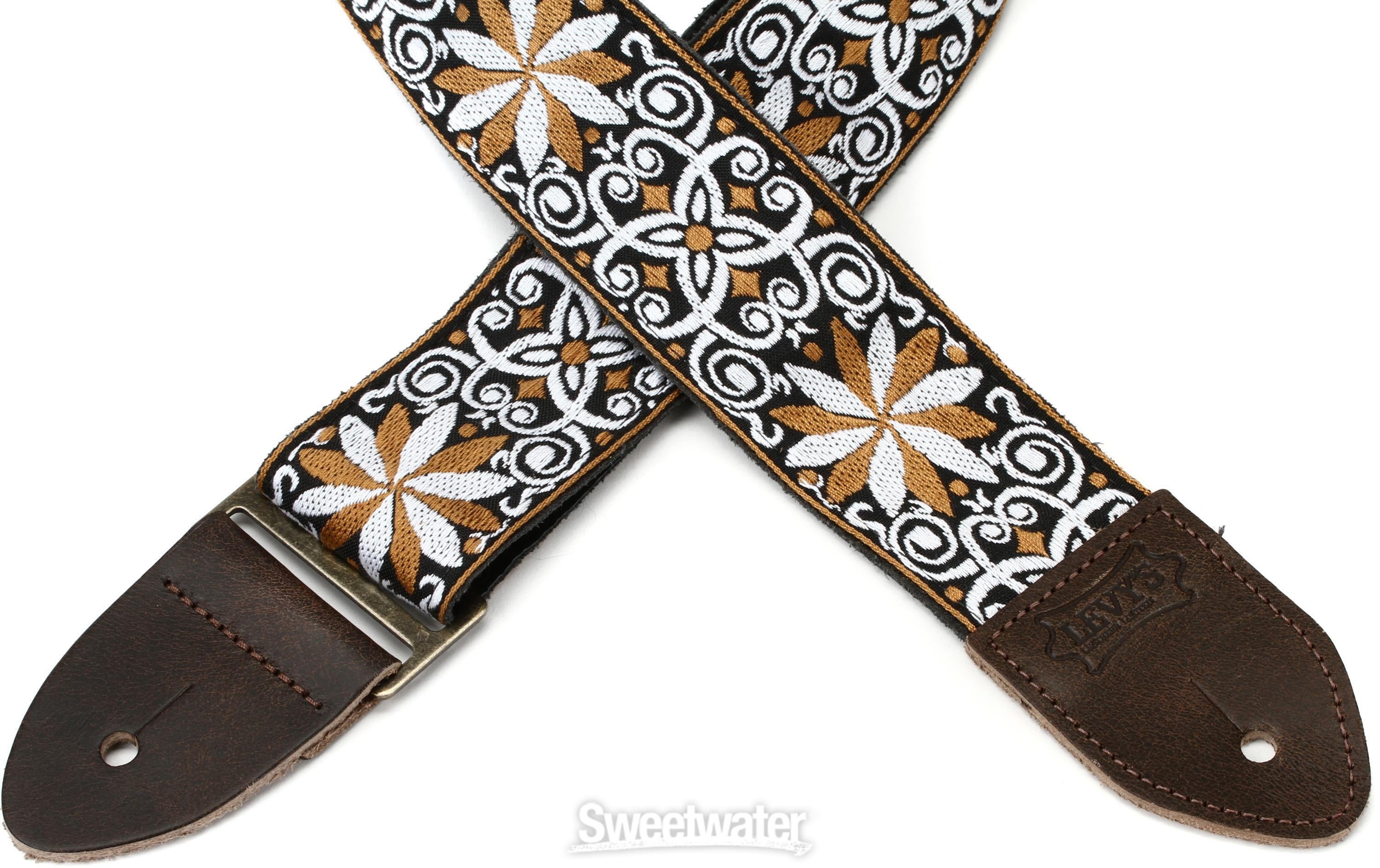 Levy's M8HTV Jacquard Weave Guitar Strap - Yellow and White