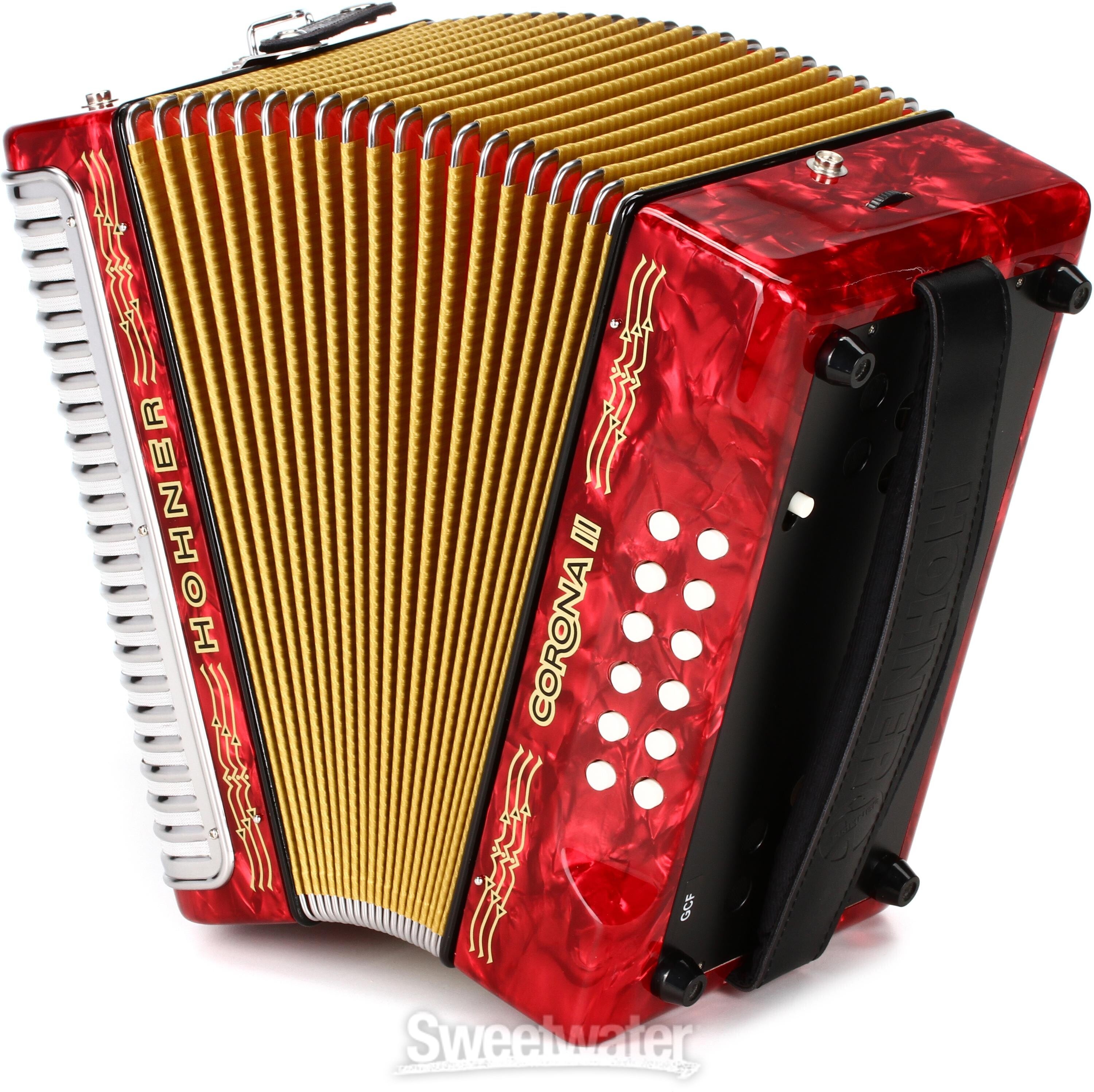 Hohner Corona II Diatonic Accordion - Keys of G/C/F - Red | Sweetwater