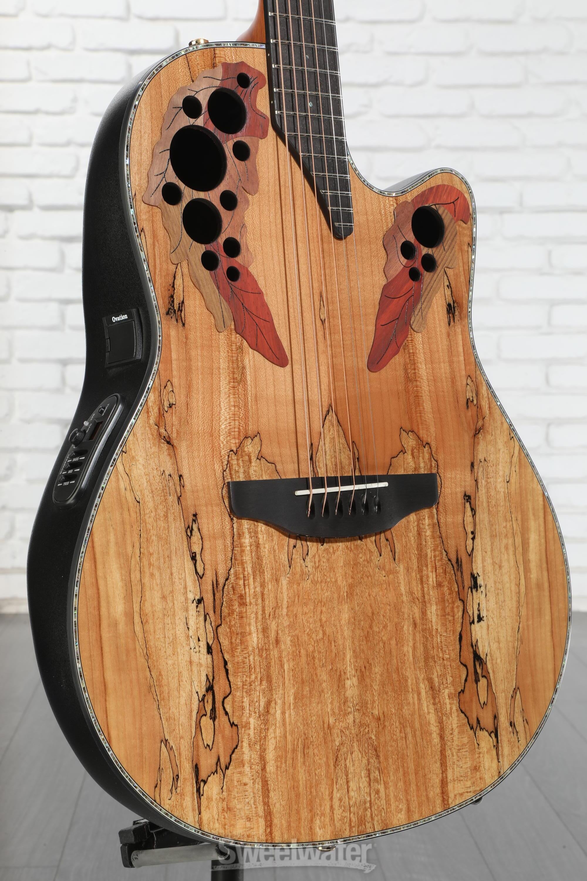 Ovation Celebrity Elite Plus CE44P-SM Mid-Depth Acoustic-Electric Guitar - Natural Spalted Maple