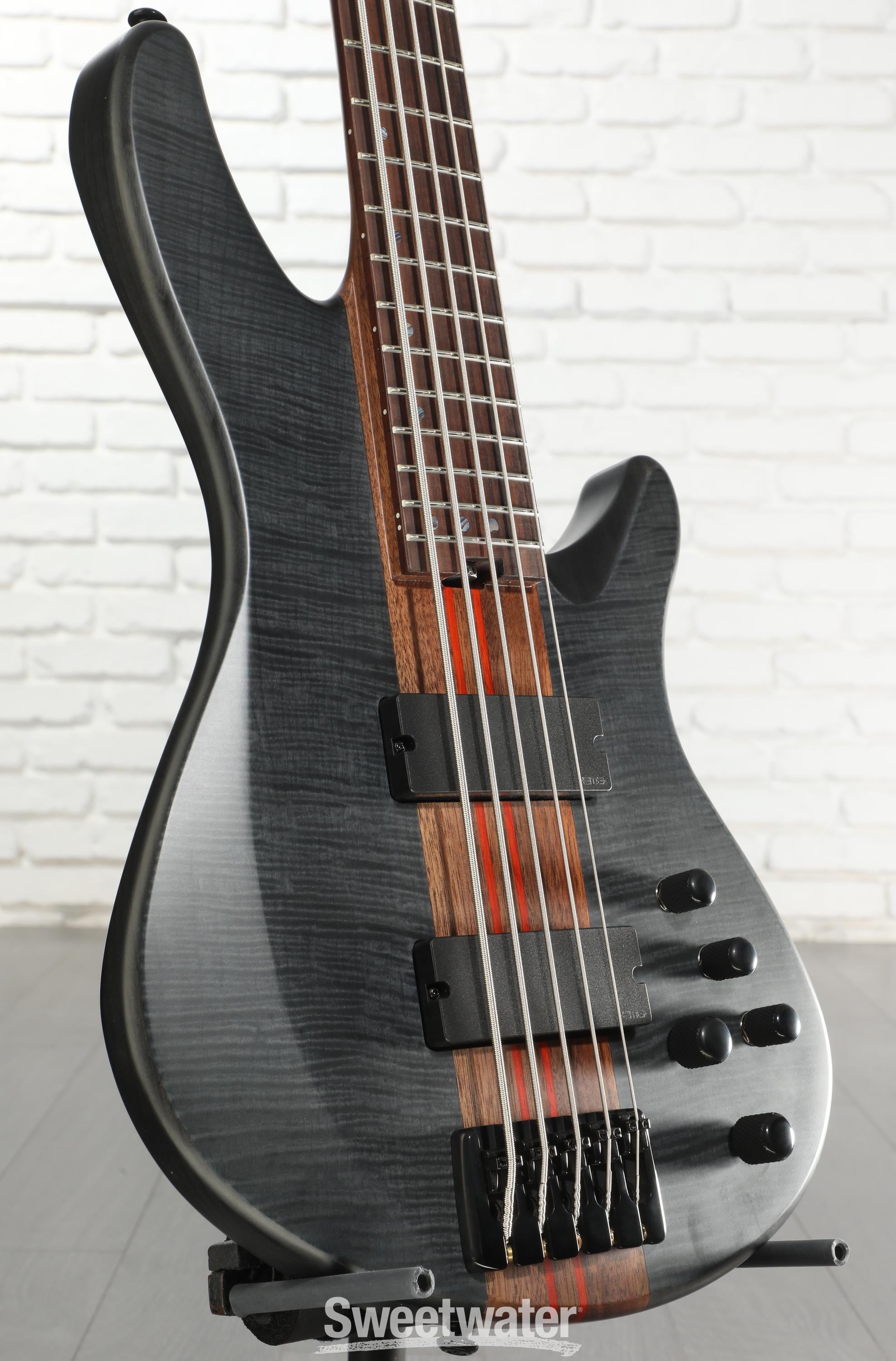 Photo of Schecter Charles Berthoud CB-5 Electric Bass Guitar - See-thru Black Satin