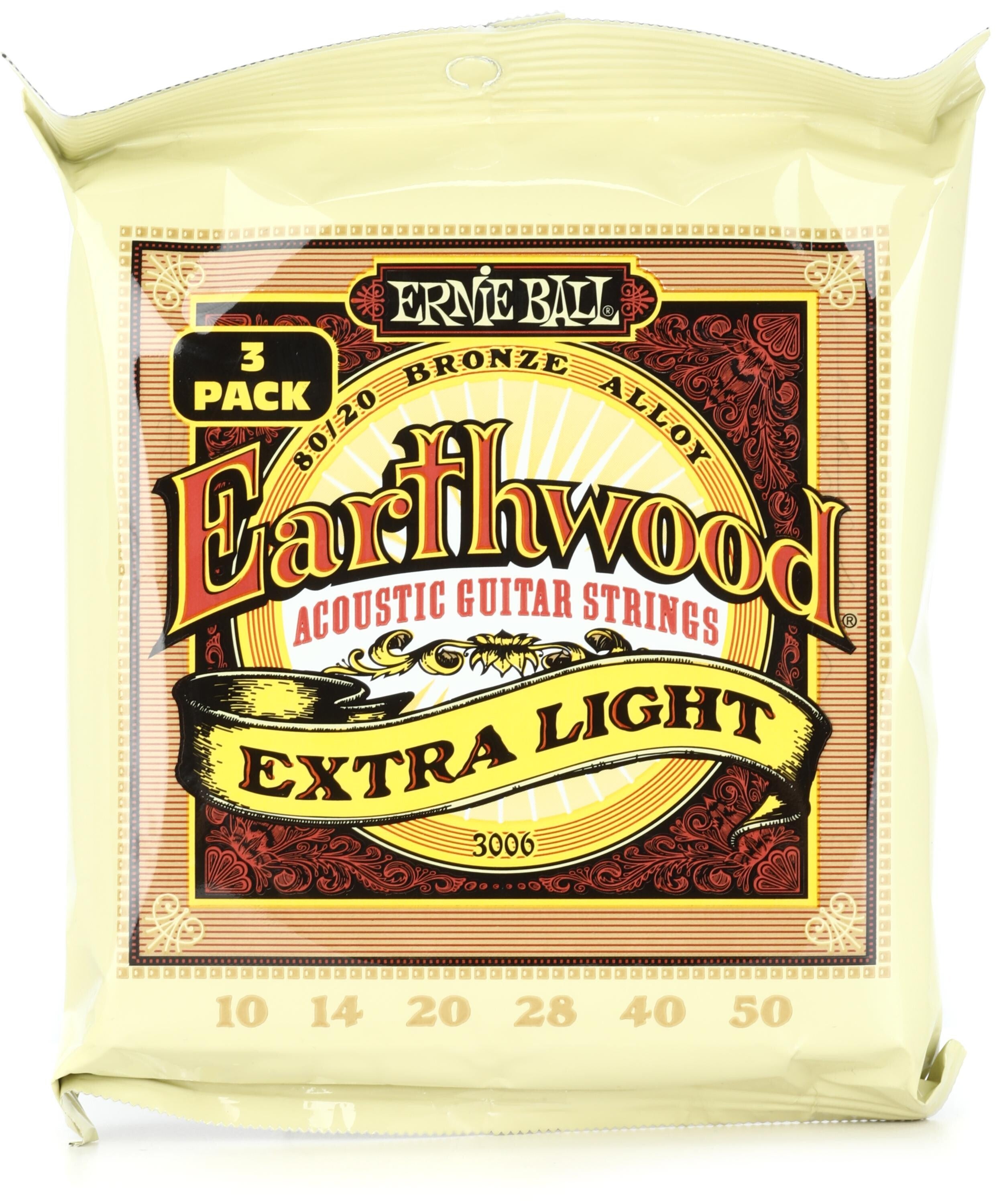 Ernie Ball 3006 Earthwood 80 20 Bronze Acoustic Guitar Strings