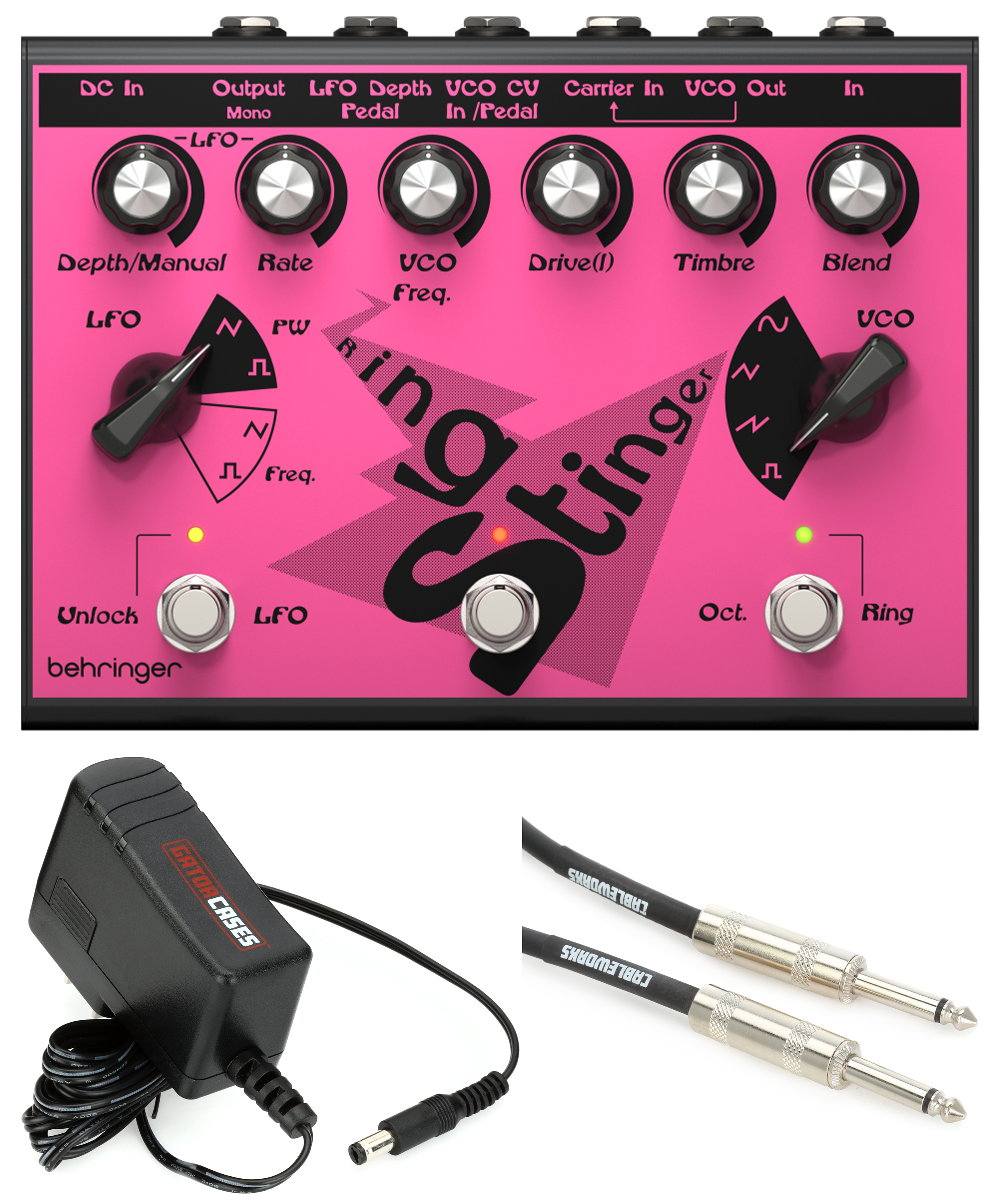 Behringer Ring Stinger Ring Modulation and Fuzz Pedal with Power Supply and Cable
