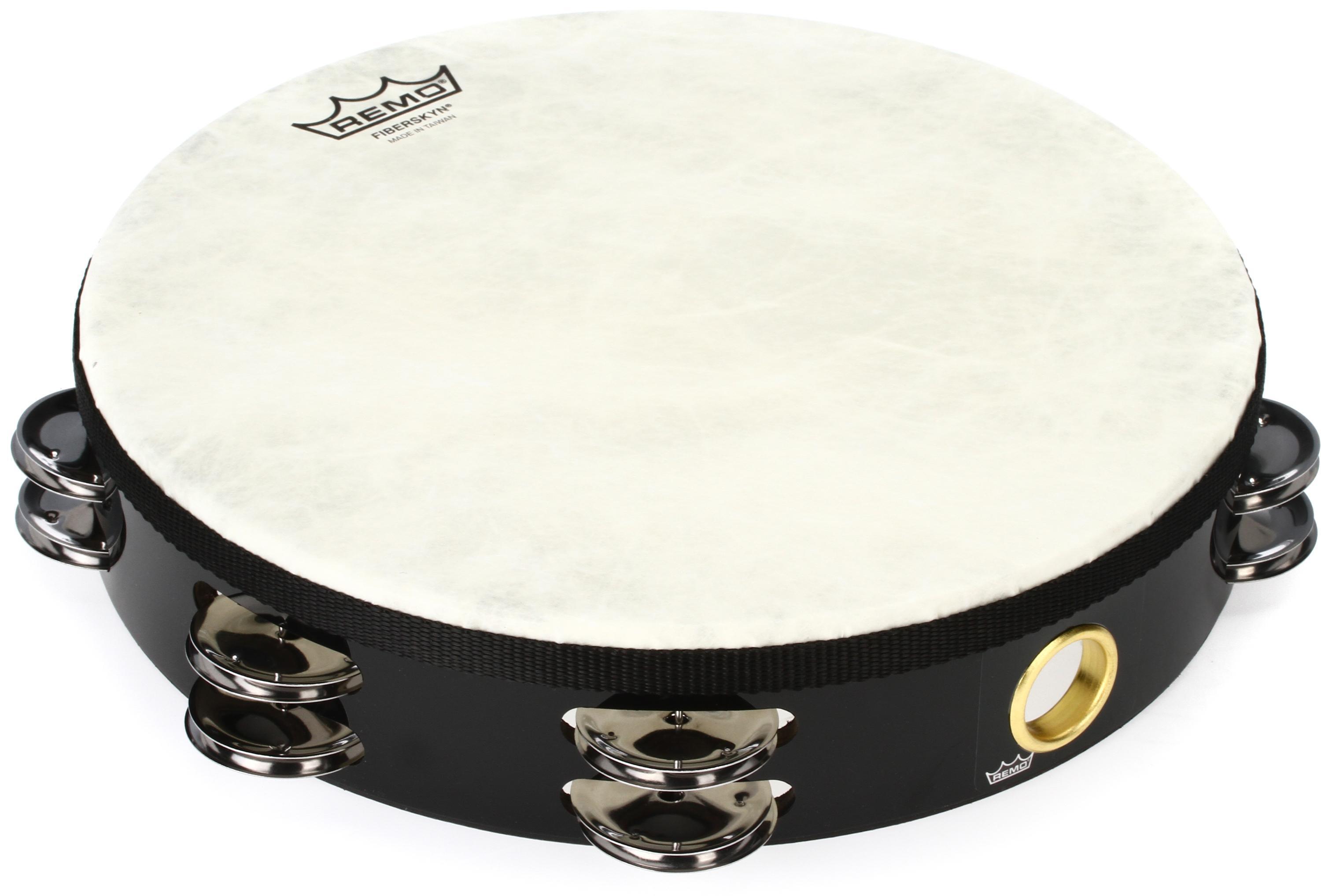 Remo 10 inch Fiberskyn Tambourine Quadura Black Sweetwater
