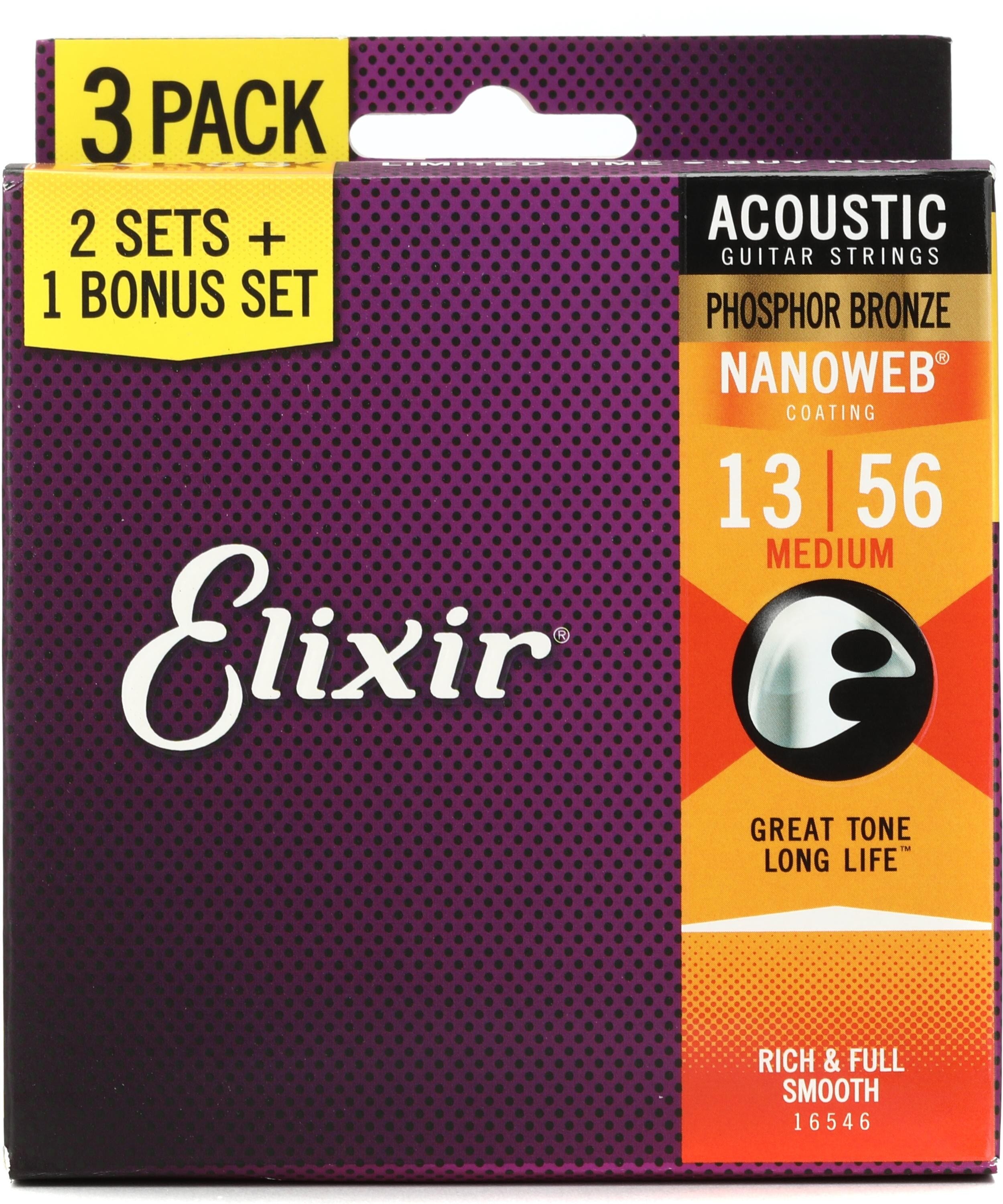 Elixir Strings 16546 Nanoweb Phosphor Bronze Acoustic Guitar Strings