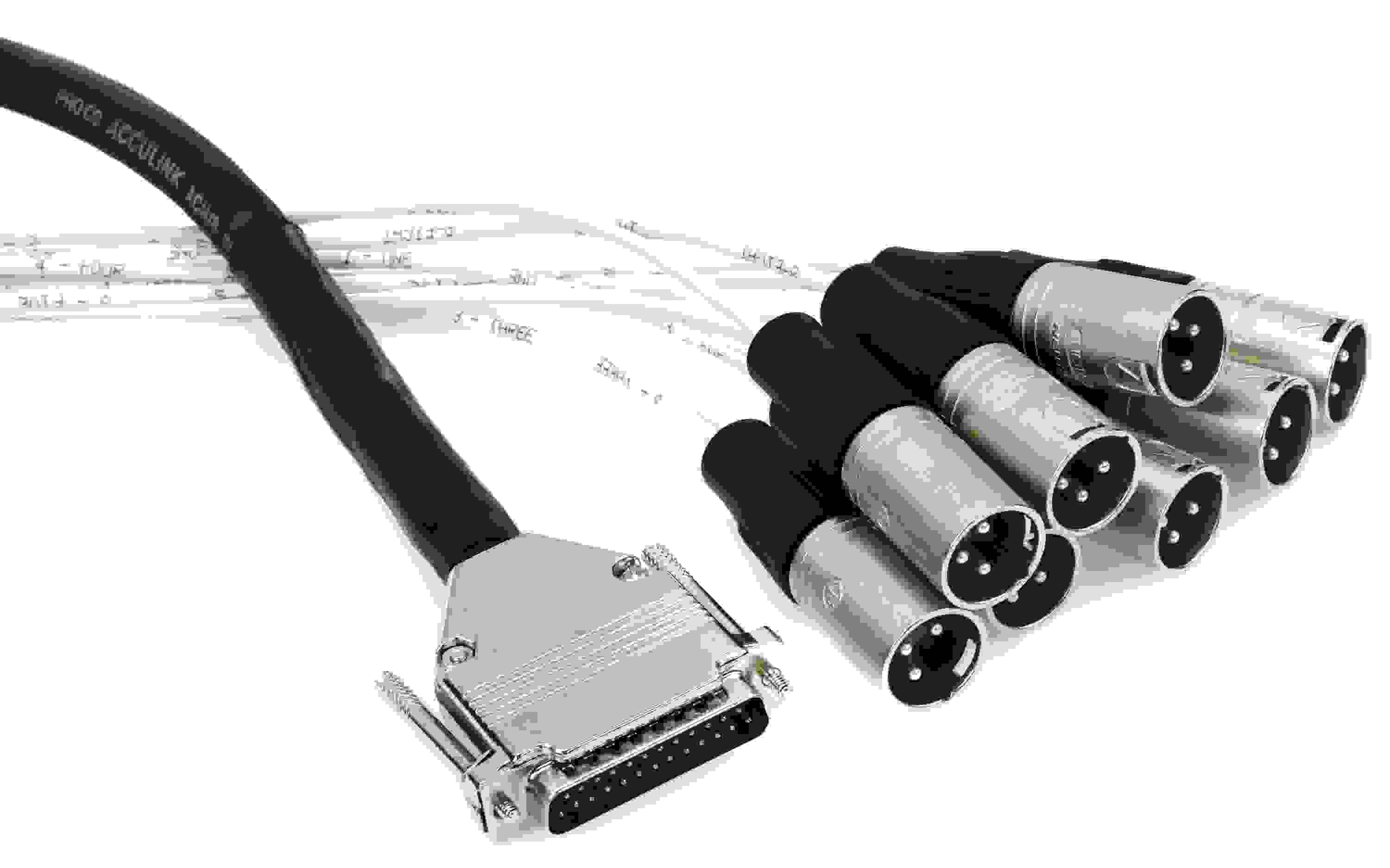 Pro Co DA88XM-3 8-channel DB25 to XLR Male Snake - 3 foot