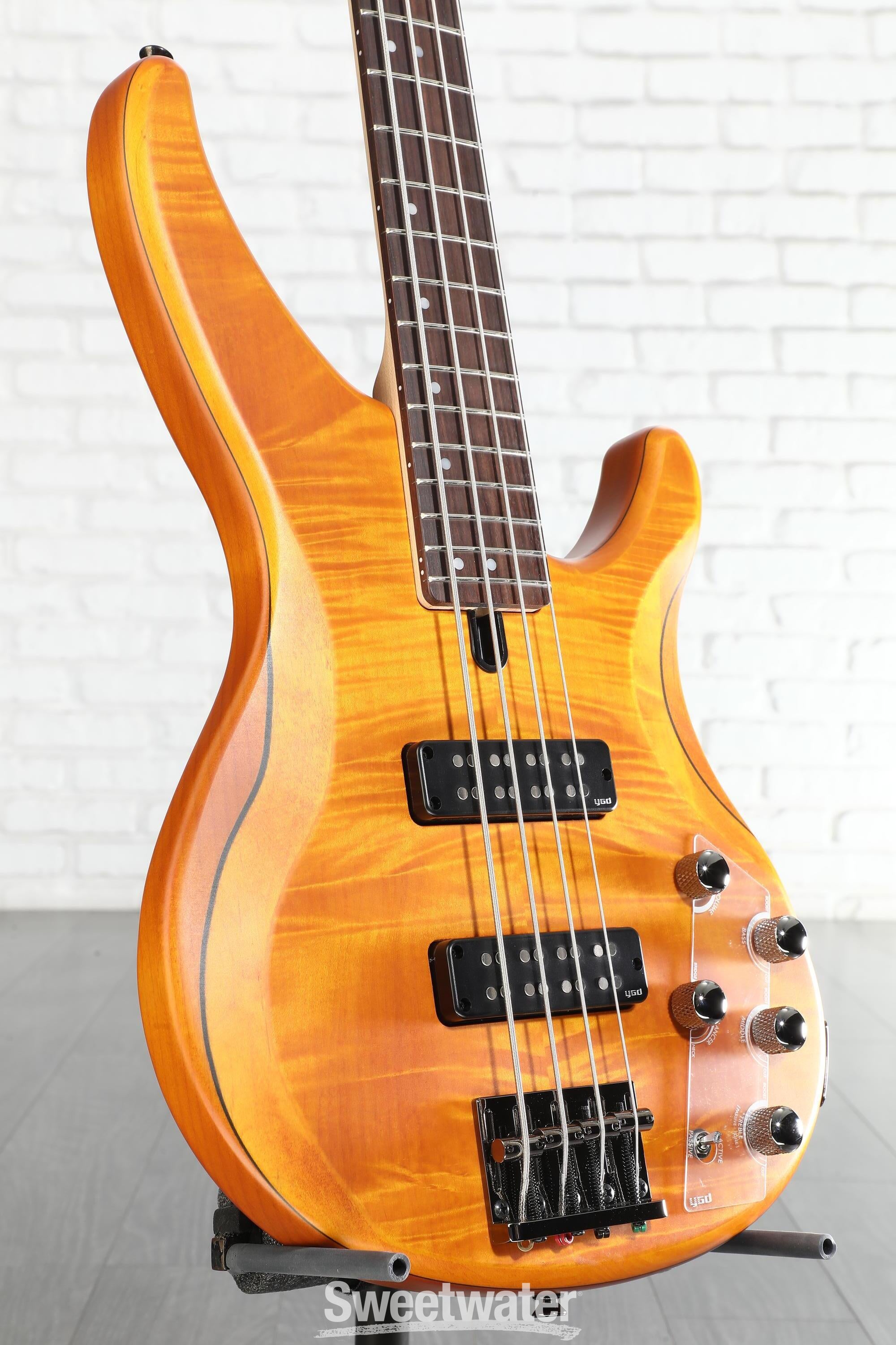 ベース YAMAHA TRBX604FM Yamaha TRBX604FM 4-string Bass Guitar - Matte Amber | Sweetwater
