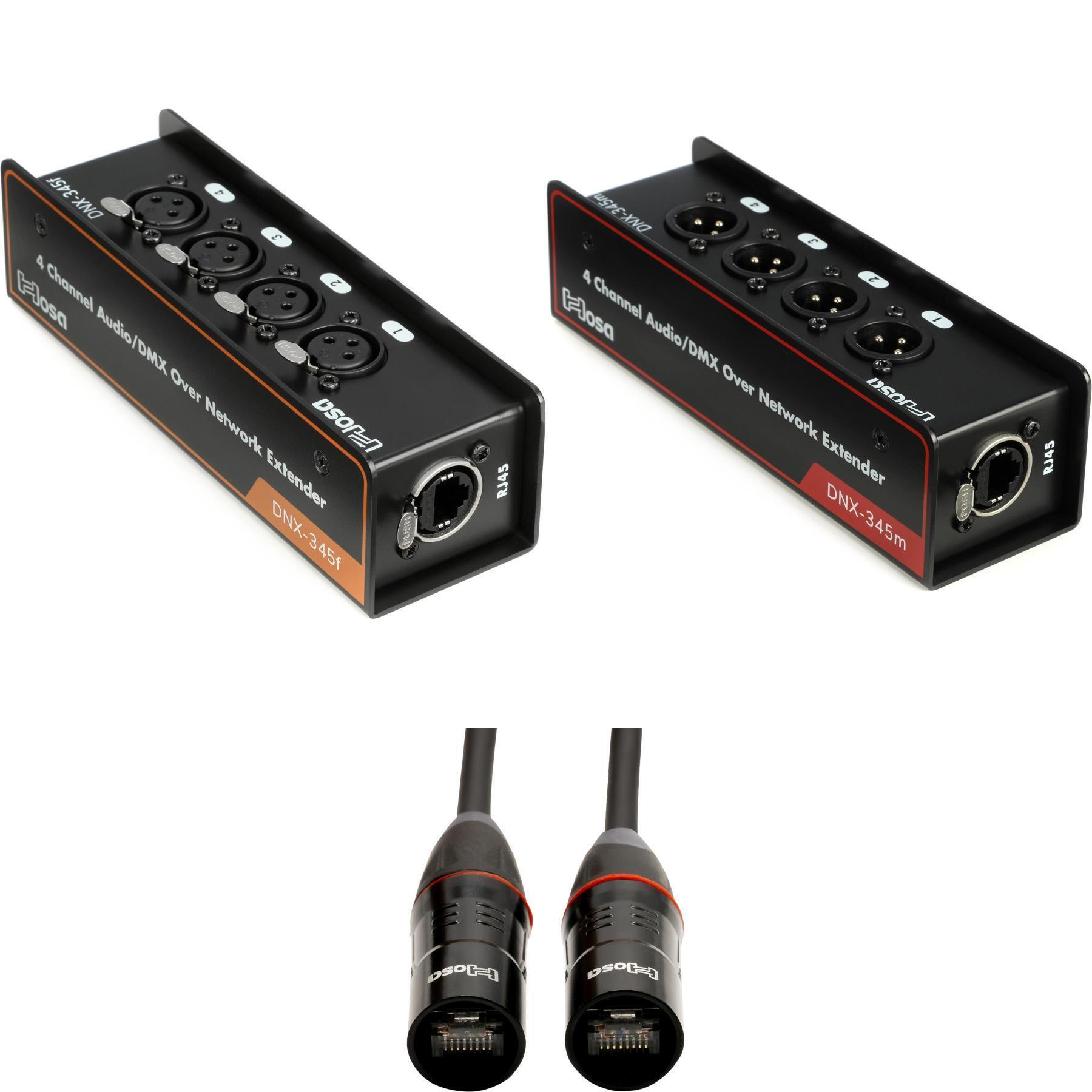 Hosa DNX-345F and DNX-345M Audio Extenders with ETC-1100 Cat 6