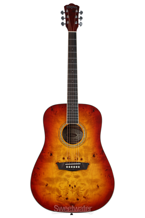 Washburn Deep Forest Burl D Acoustic Guitar - Amber Fade | Sweetwater