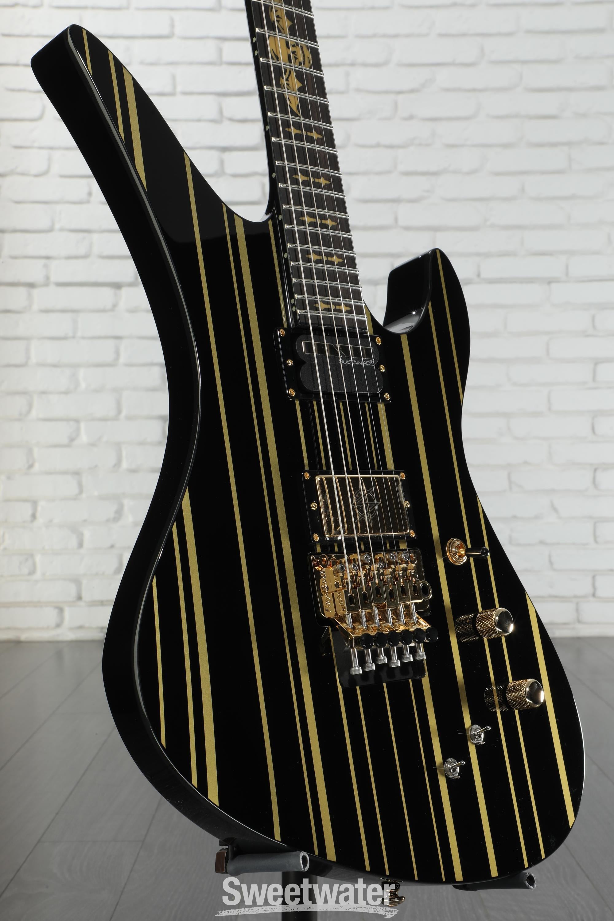Schecter Synyster Gates Custom-S - Black with Gold Stripes