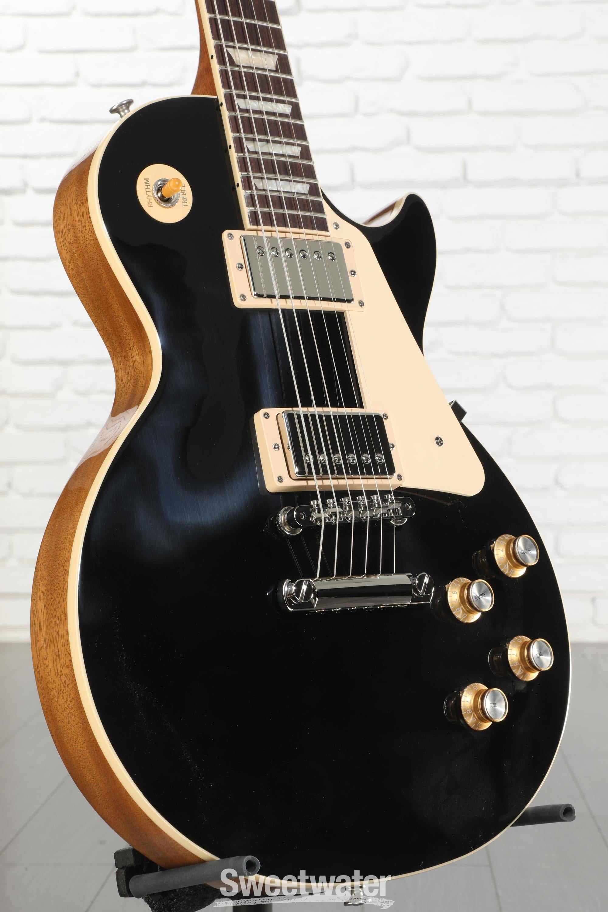 ギター Gibson LP Standard Ebony Black Gibson Les Paul Standard '60s Plain Top Electric Guitar - Ebony
