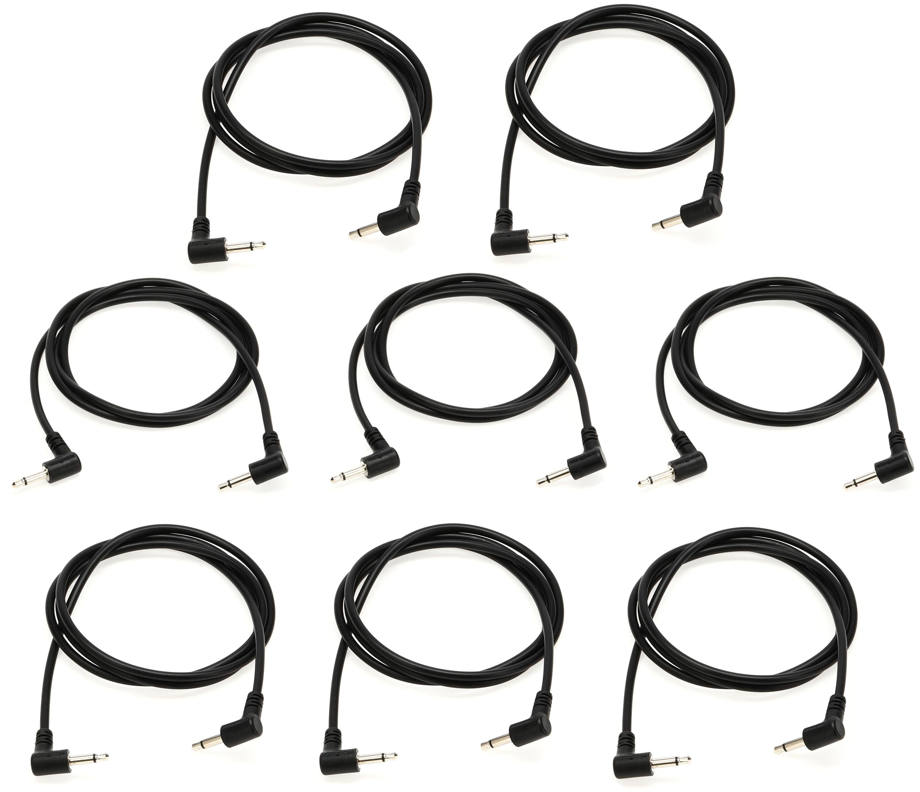 Photo of Modbap Modular Patch Cables - Angled 3.5mm TS Male to Angled 3.5mm TS Male 8-pack - 36 inches, Black