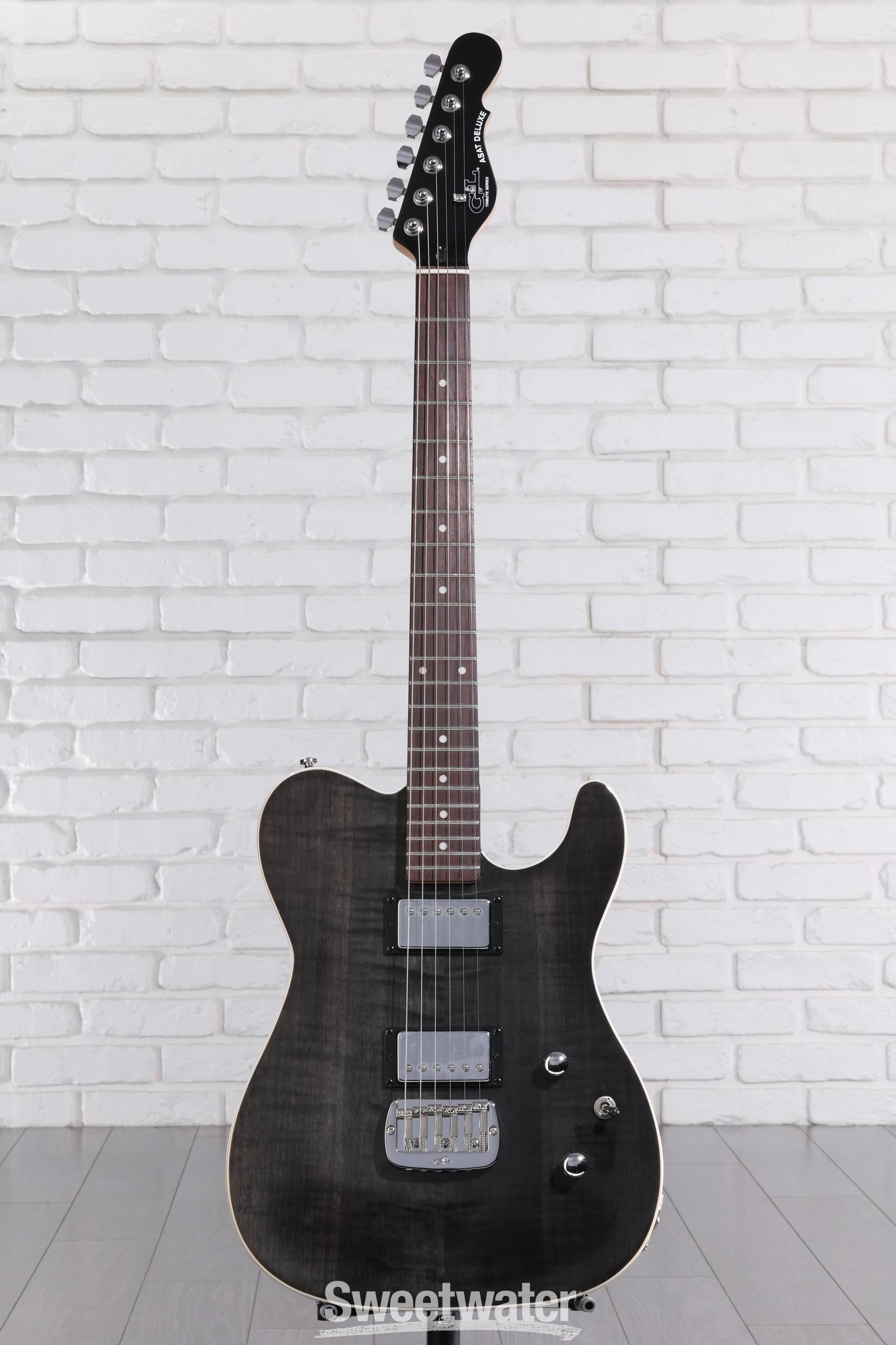 G&L Tribute ASAT Deluxe Carved Top Electric Guitar - Trans Black with  Indian Rosewood Fingerboard | Sweetwater