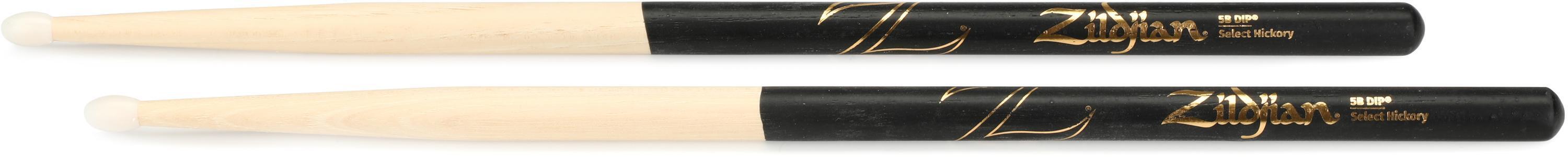 Zildjian Hickory Dip Series Drumsticks - 5B - Nylon Tip - Black