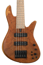 Photo of Fodera Emperor 5 Standard Special Bass Guitar - Vintage Tint Burl Maple - Sweetwater Exclusive