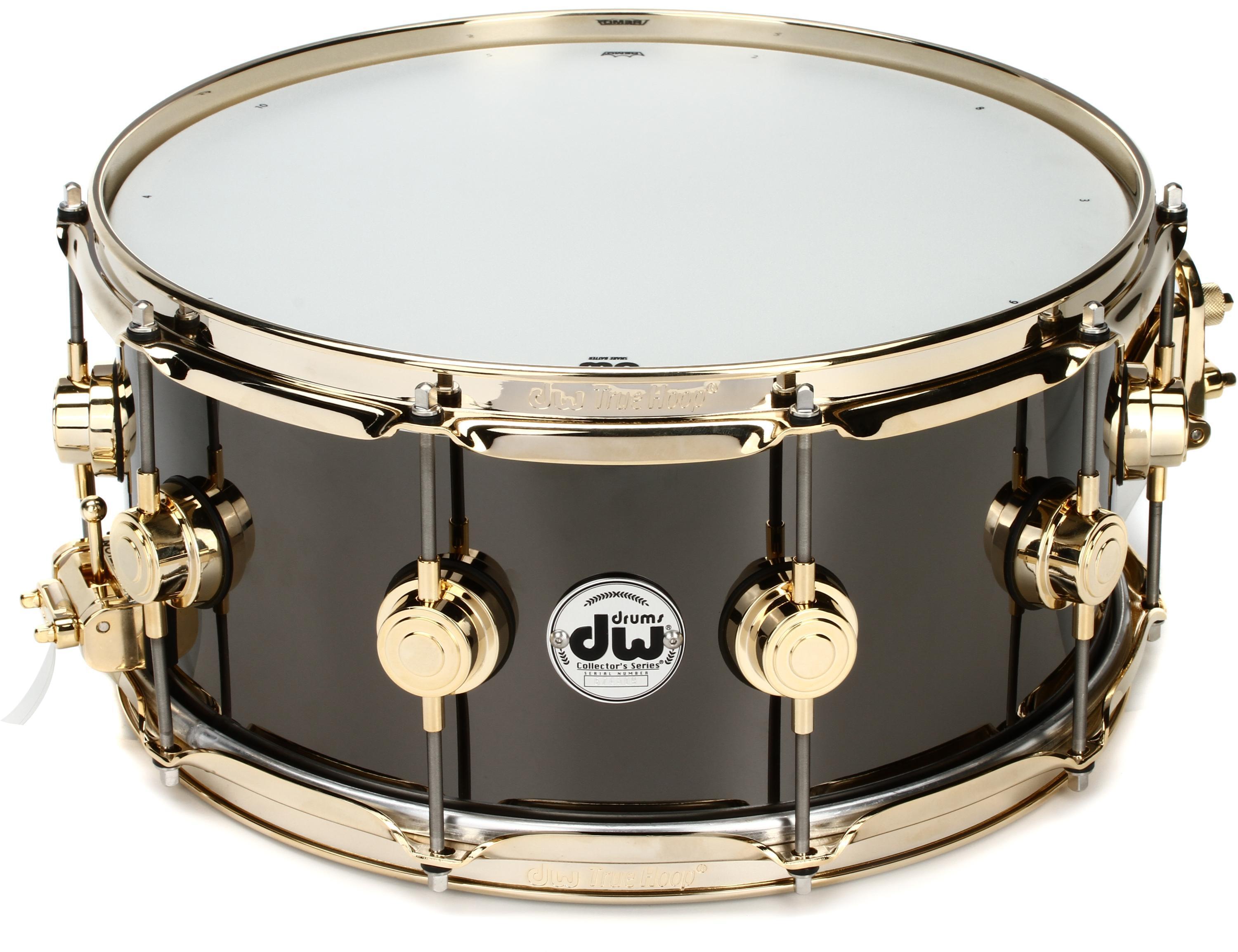 DW Collector's Series Metal Snare Drum - 6.5 x 14 inch - Black Nickel Over  Brass with Gold Hardware