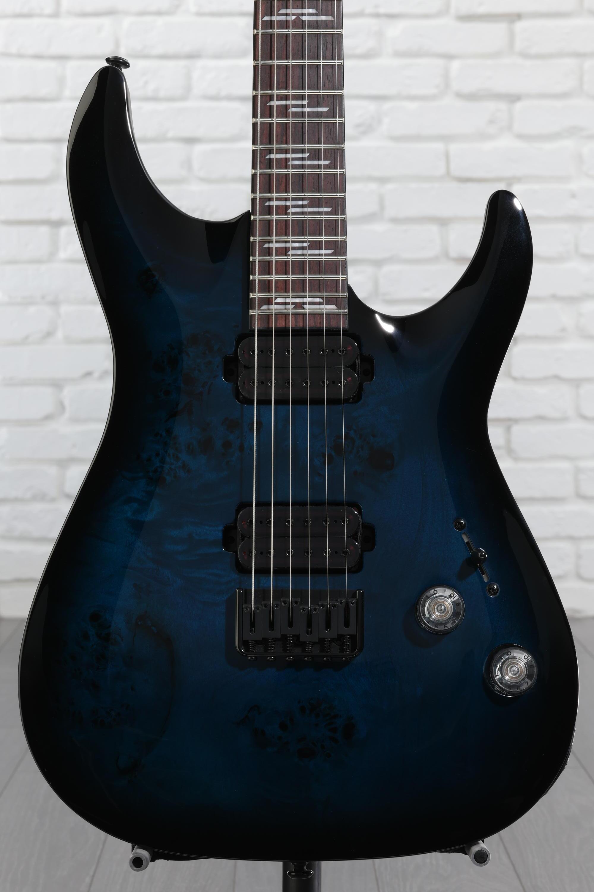 Schecter OMEN6 ソフトケース付き Schecter Omen Elite-6 Electric Guitar - See Thru Blue Burst