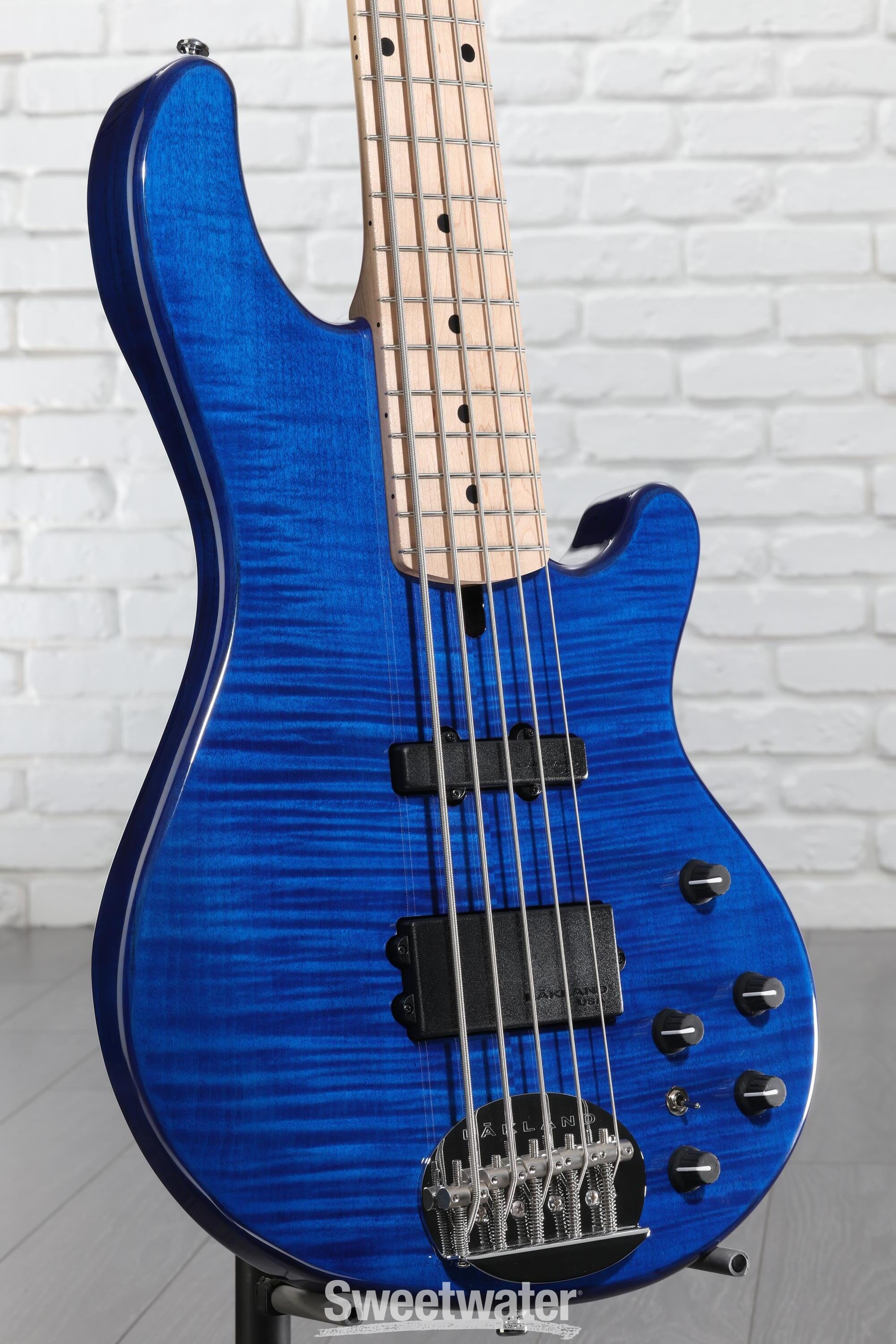 Lakland Skyline 55-02 Deluxe Flame Bass Guitar - Translucent Blue