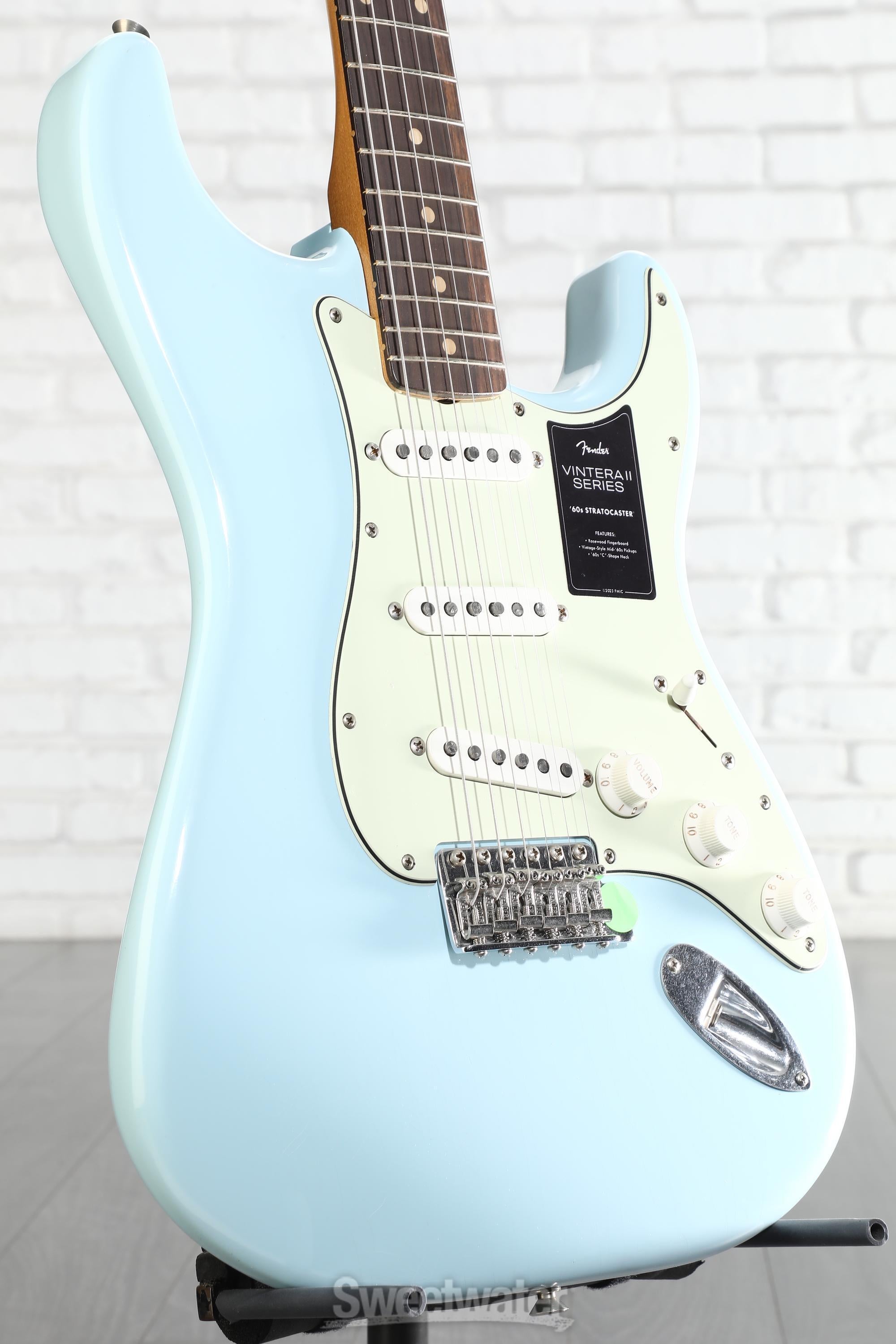 Photo of Fender Limited Vintera II Road Worn '60s Stratocaster Electric Guitar - Sonic Blue, Rosewood Fingerboard