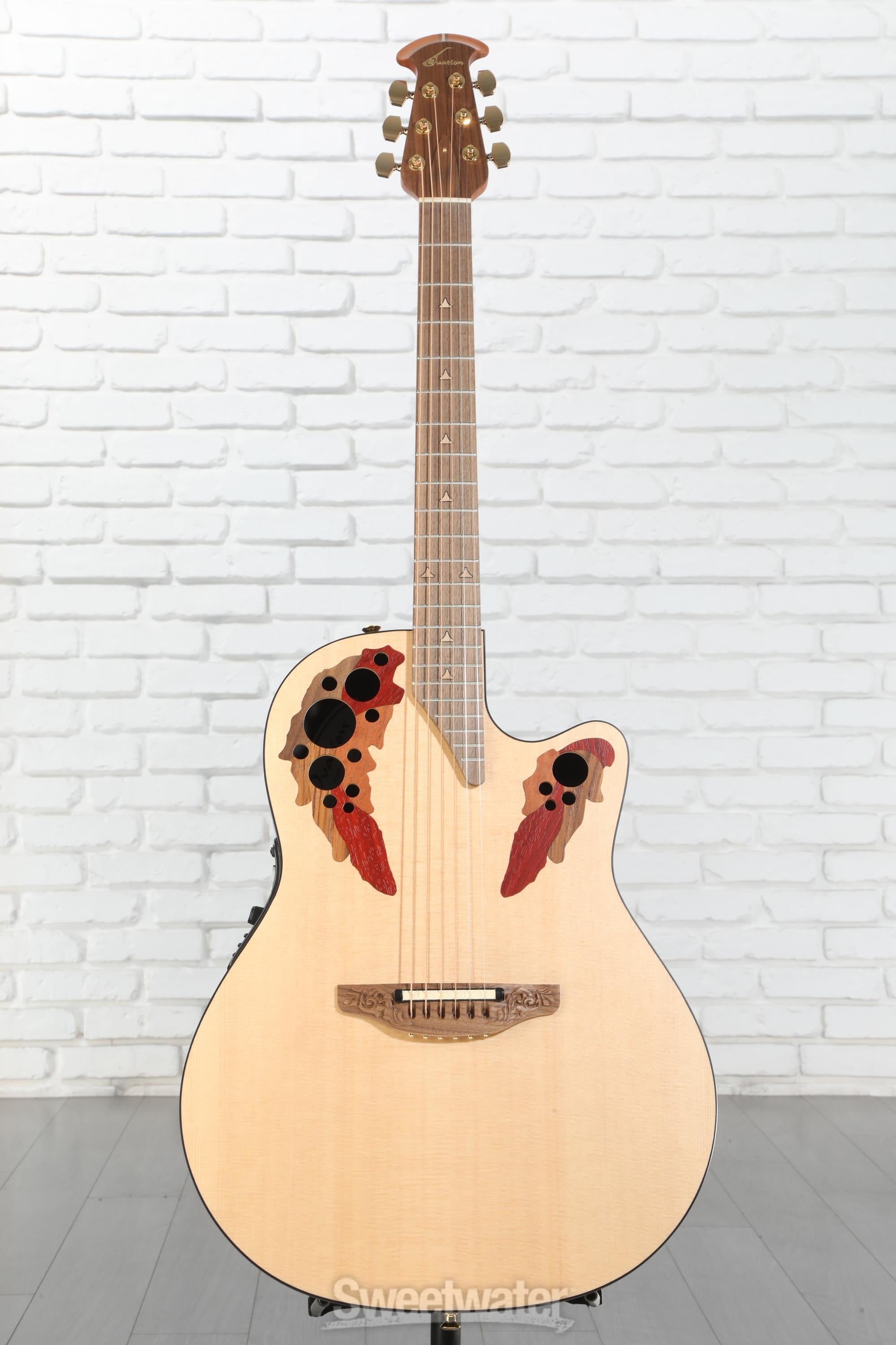 Ovation USA Elite Deep Cutaway E-Acoustic Guitar - Natural