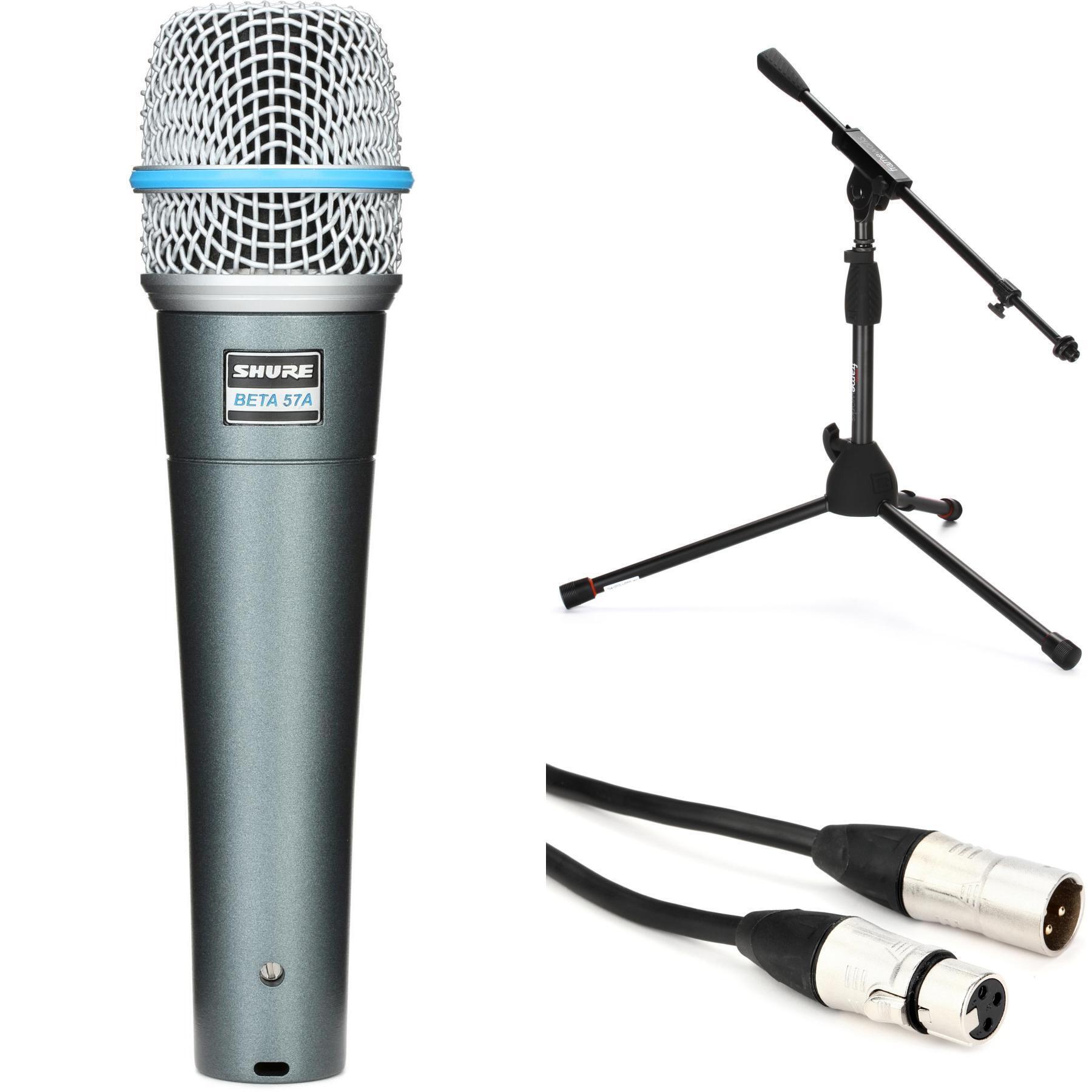 Shure Beta57A Instrument Microphone Bundle with Stand and Cable