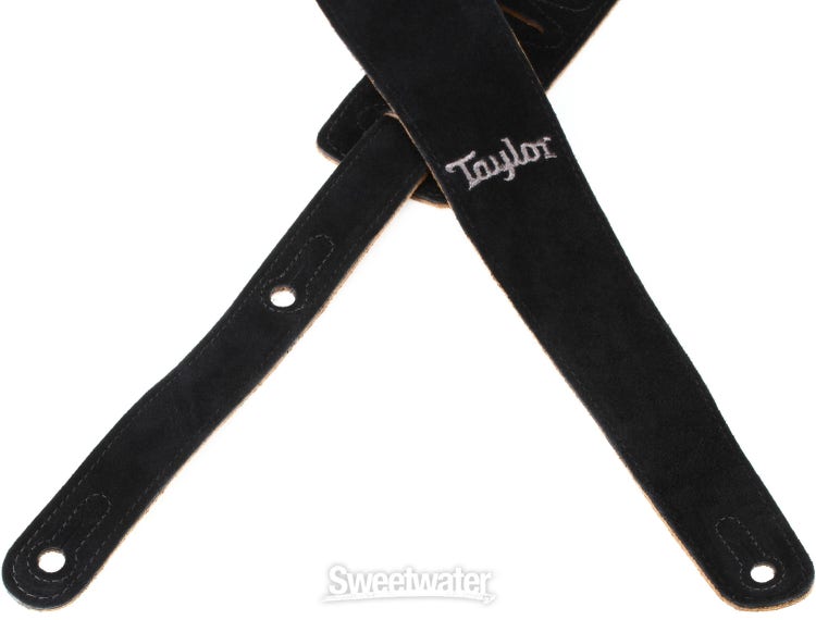 Taylor 2.5 Black Leather Guitar Strap - Black, Suede Back